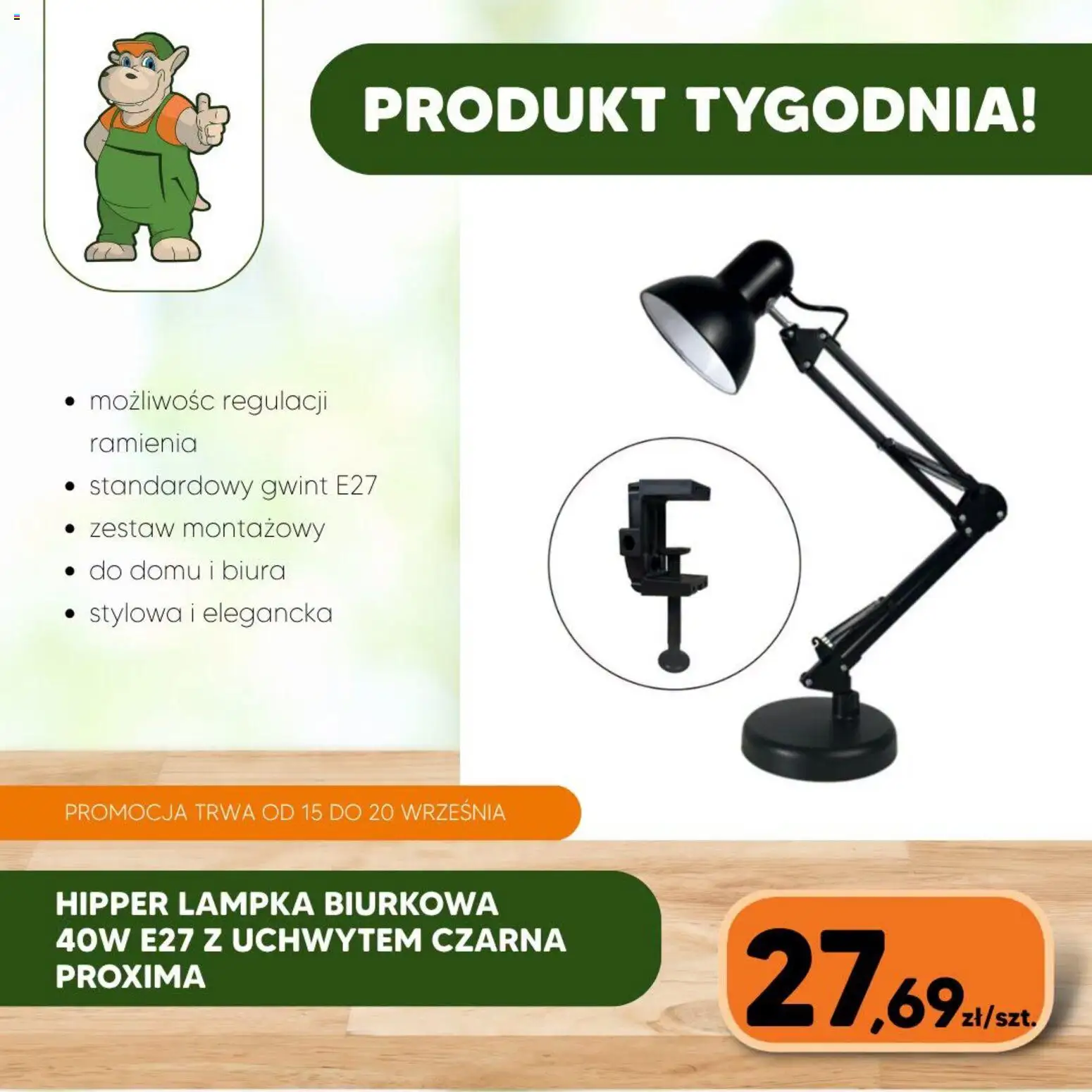 Hipper gazetka od 15.09.2026 | Strona: 1 | Produkty: Lampka biurkowa
