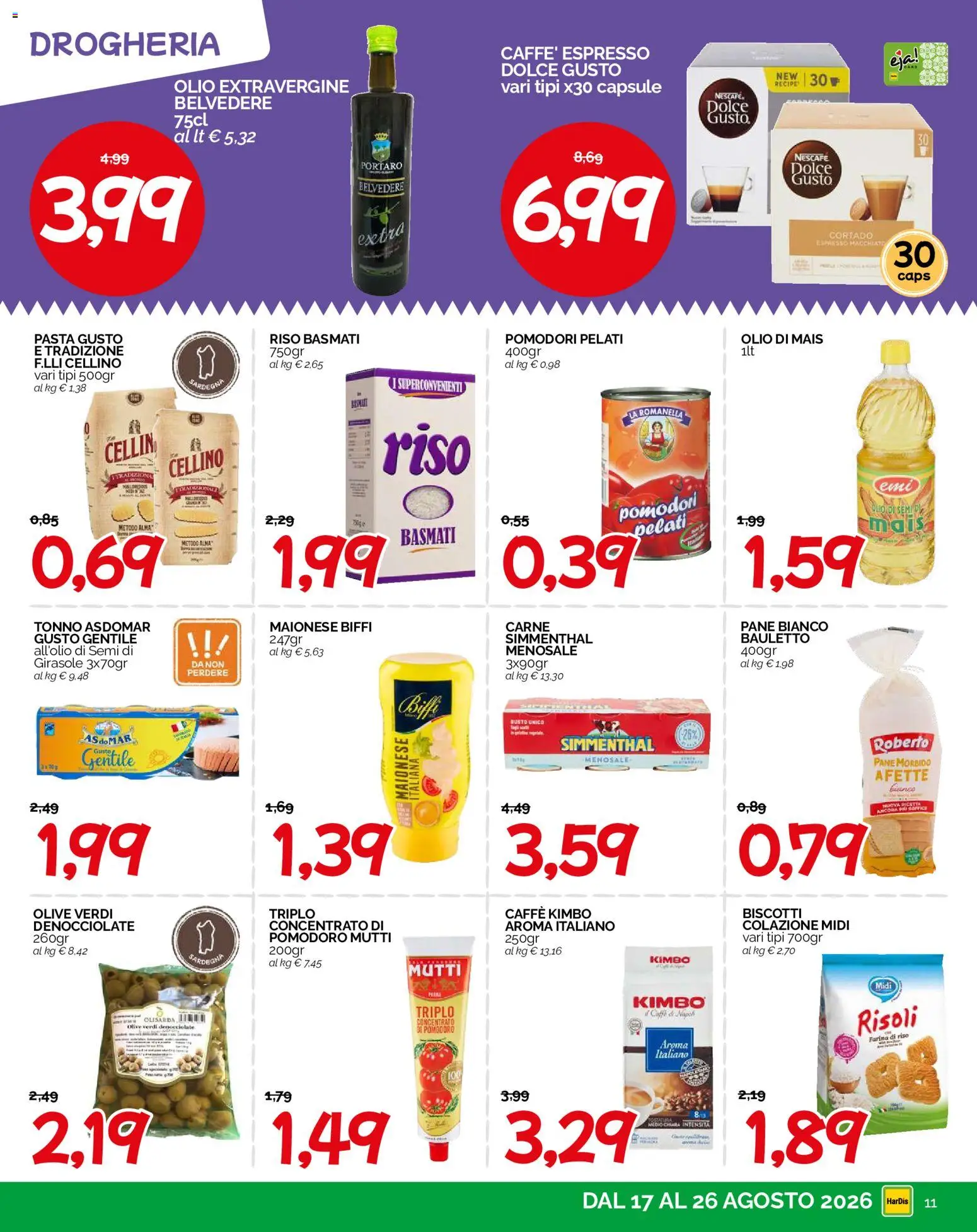 Volantino HarDis del 17/08/2026 | Pagina: 11 | Prodotti: Pane, Pomodoro, Olio, Pomodori