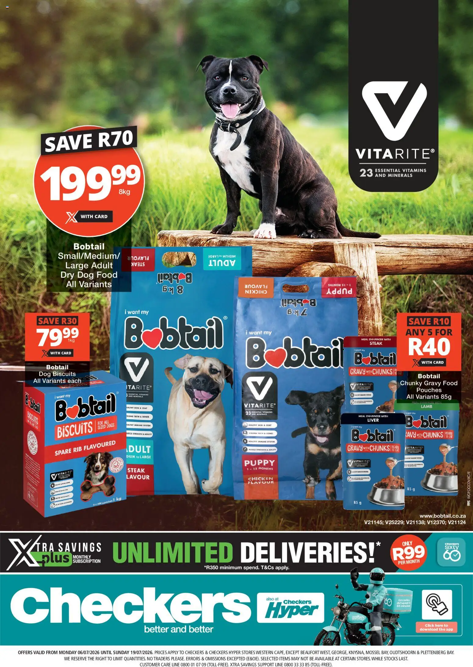 New Checkers catalogue – valid from 06/07/2026 | Page: 1 | Products: Coat, Steak, Gravy, Dog food
