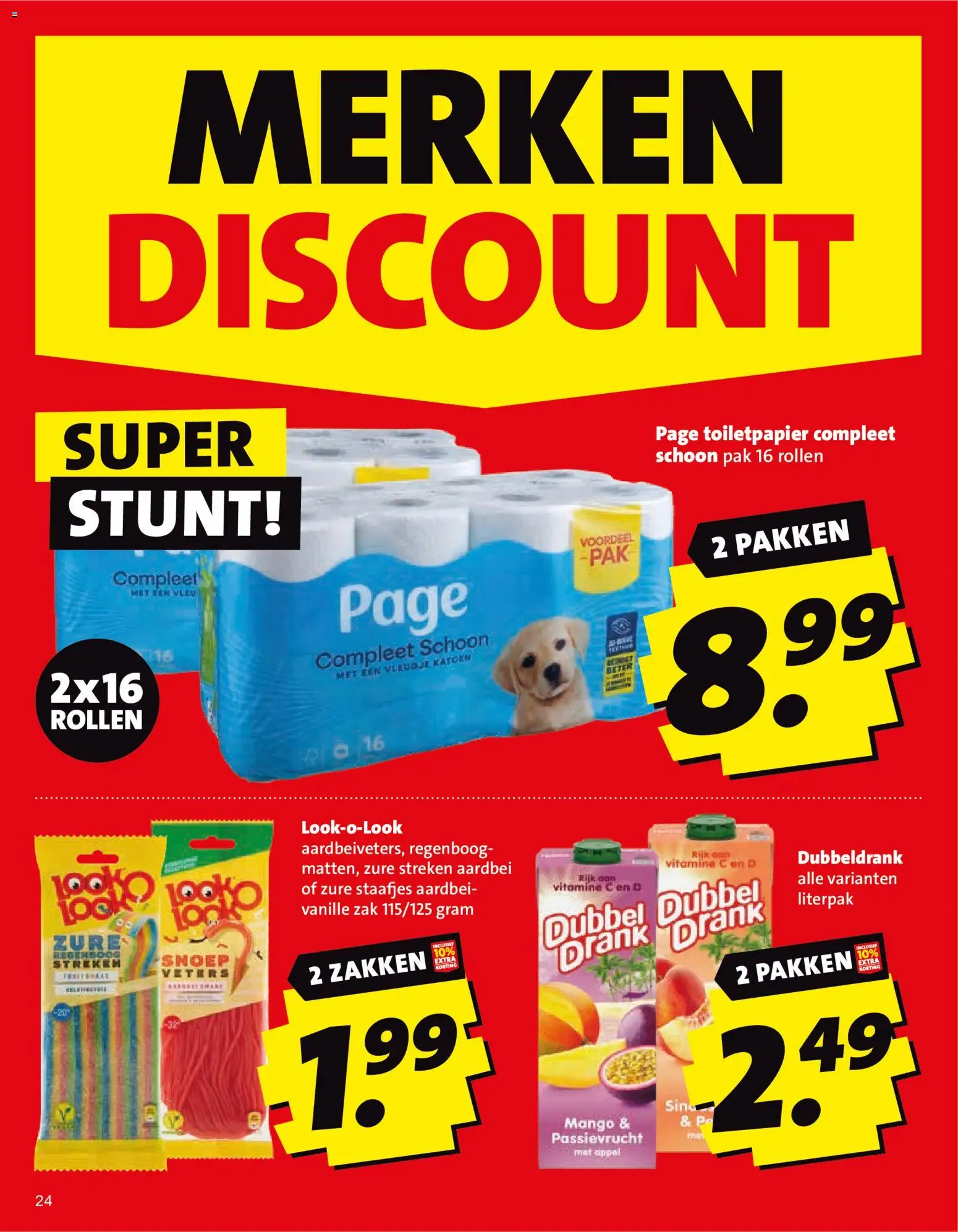 {H1} | Pagina: 24 | Producten: Snoep, Toiletpapier, Mango, Aardbei
