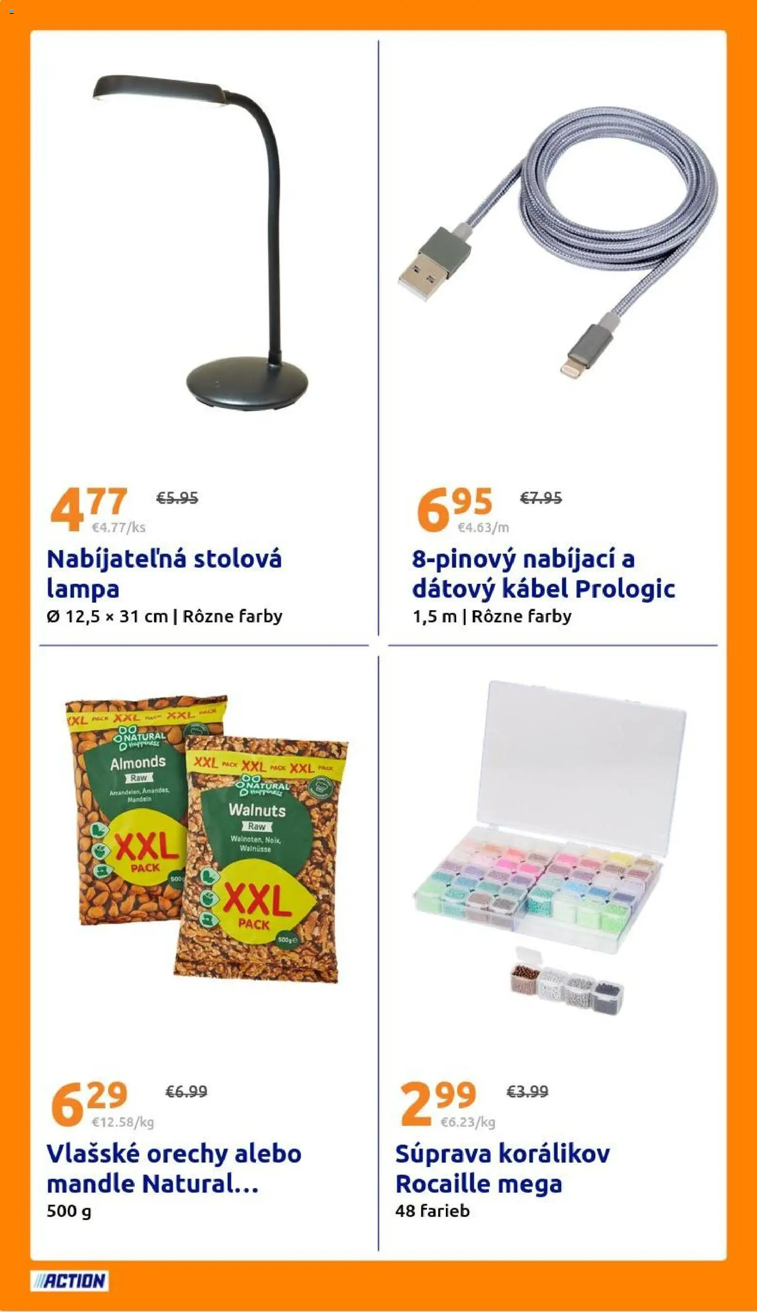 Nové Action akcie – leták je platný od 19.08.2026 | Strana: 24 | Produkty: Lampa, Orechy, Kábel