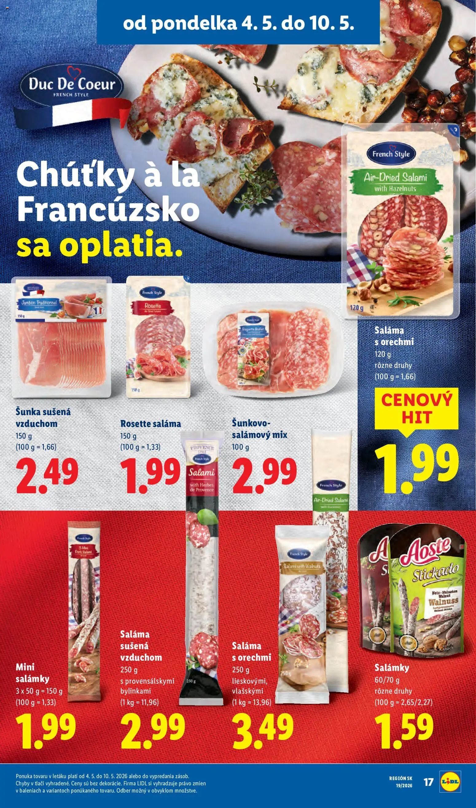 Nové Lidl akcie – leták je platný od 04.05.2026 | Strana: 23 | Produkty: Saláma, Šunka