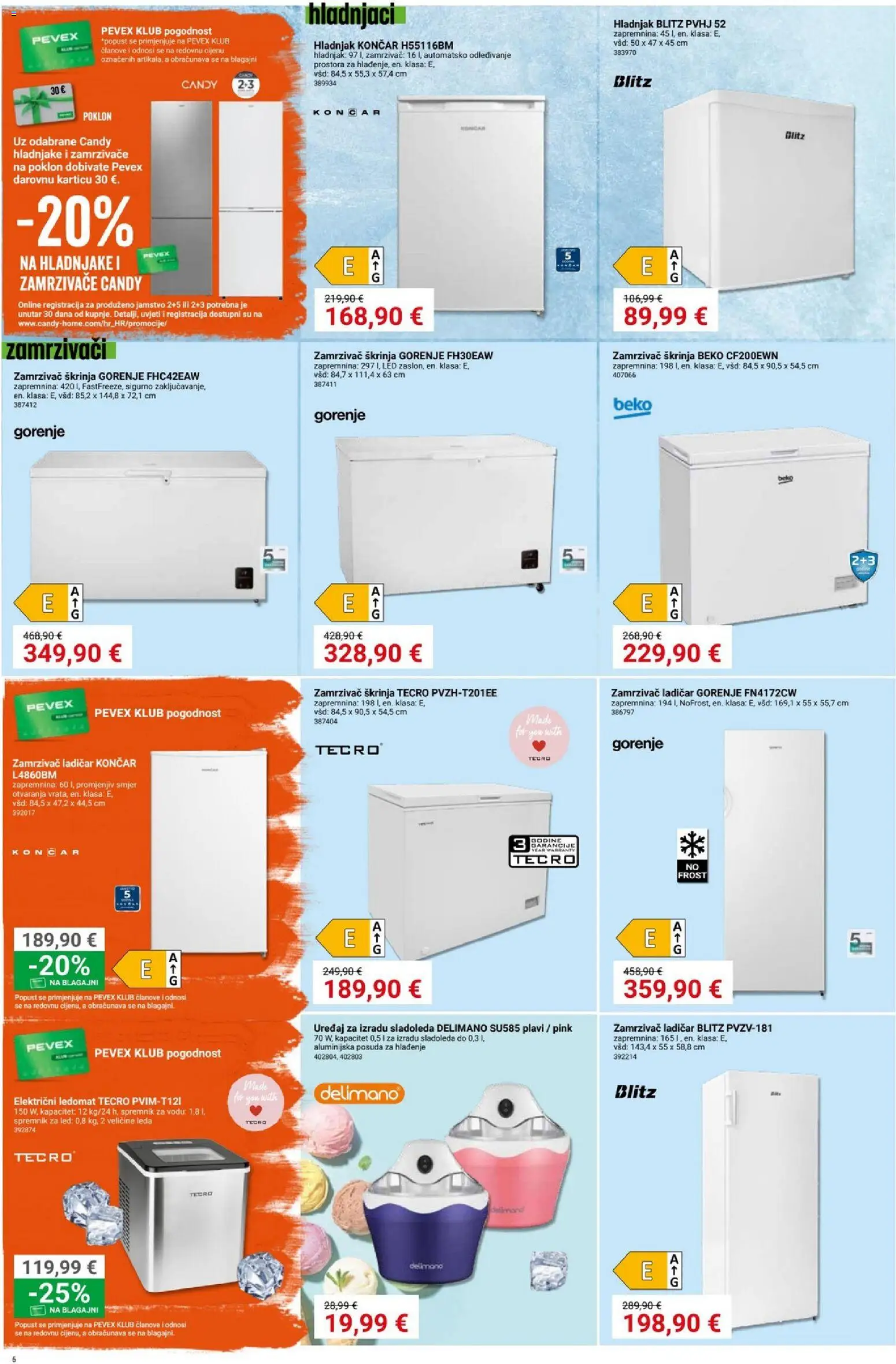 Pevex katalog | vrijedi od 28.05.2026 | Stranica: 6 | Proizvodi: Ledomat, Delimano, Hladnjak, Zamrzivač