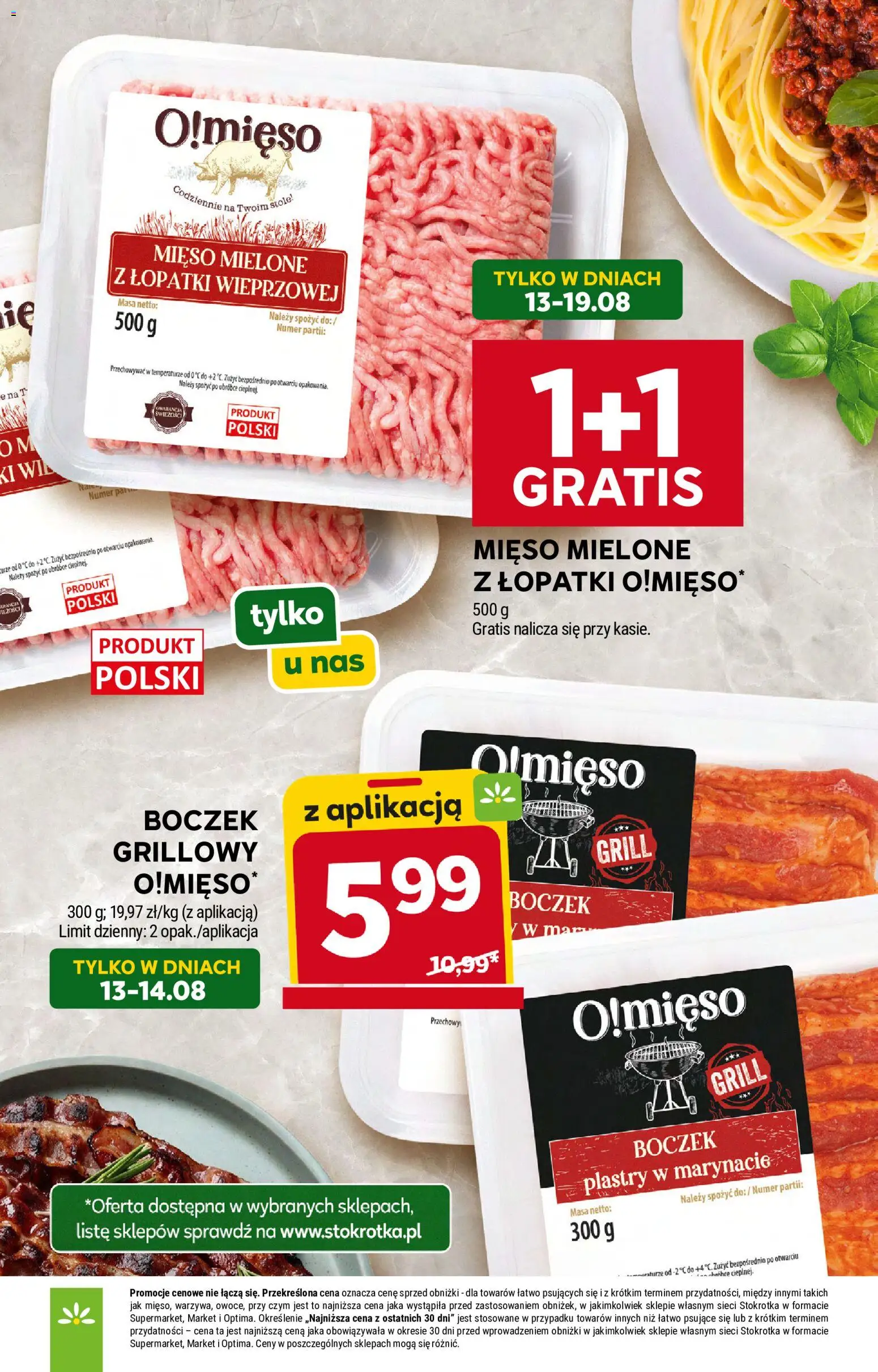 Stokrotka gazetka - Market od 13.08.2026 | Strona: 2 | Produkty: Mięso, Mięso mielone, Boczek, Mięso mielone z łopatki