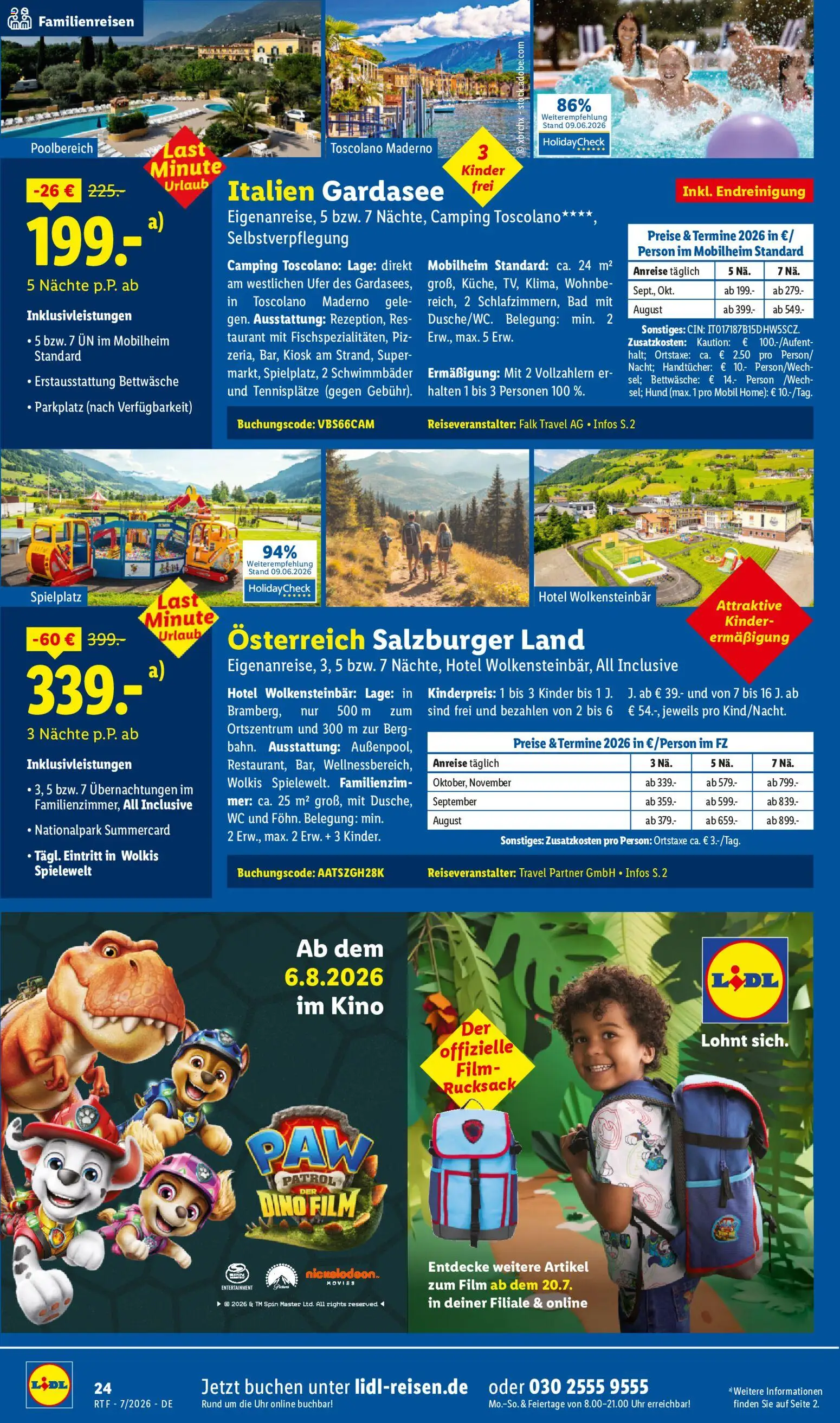 Lidl Reisen Prospekt – gültig ab 15.07.2026 | Seite: 24 | Produkte: Bettwäsche, Bad, Rucksack, Uhr