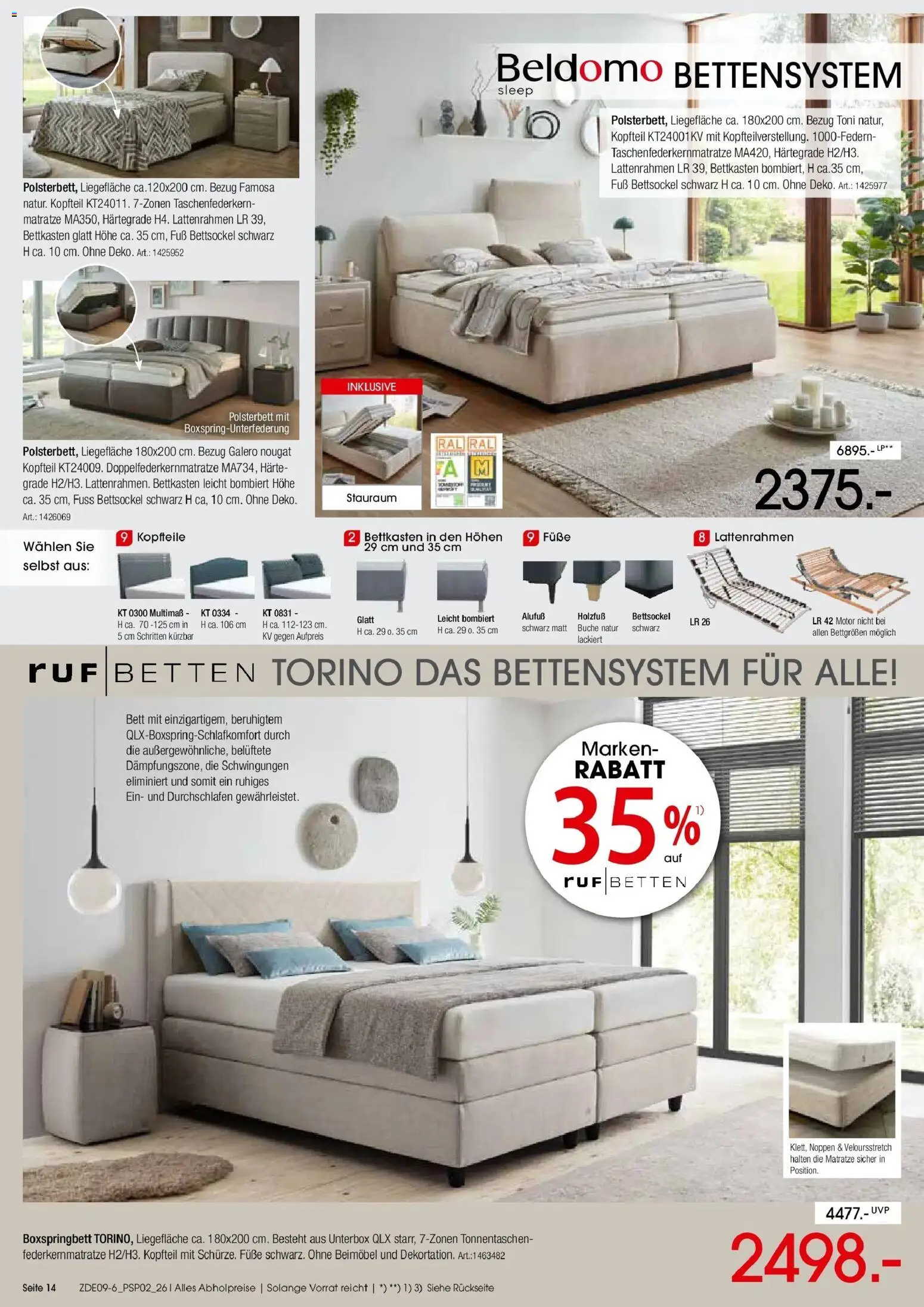 Zurbrüggen - Zurbrüggen: Polstermöbel Spezial (ab 19.09.2026) zum Blättern | Seite: 14 | Produkte: Bett, Matratze, Boxspringbett, Polsterbett