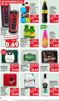 BITBURGER Premium Pils, (+ 3.10 Pfand) je Ka. 20 x 0,5-l-Fl. ab 07.05.2026 gültig | Seite: 40 | Produkte: Kostritzer, Likör, Batida de coco, Zitrone