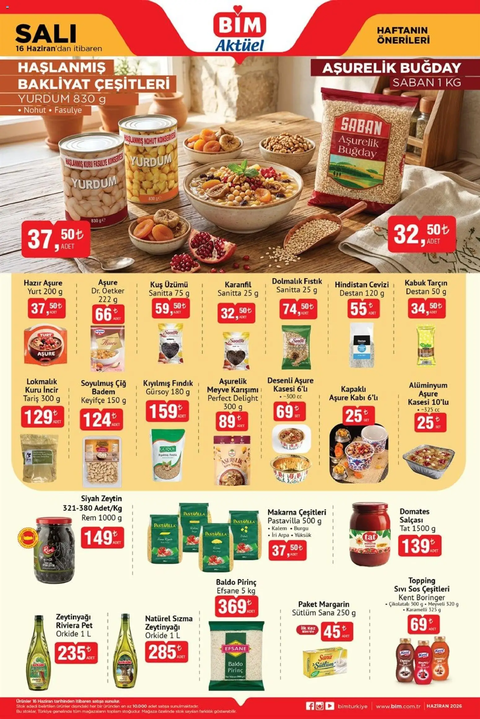 BİM - Katalog Salı - 16.06.2026 tarihinden itibaren geçerlidir | Sayfa: 1 | Ürünler: Tarçın, Domates, Badem, Sos