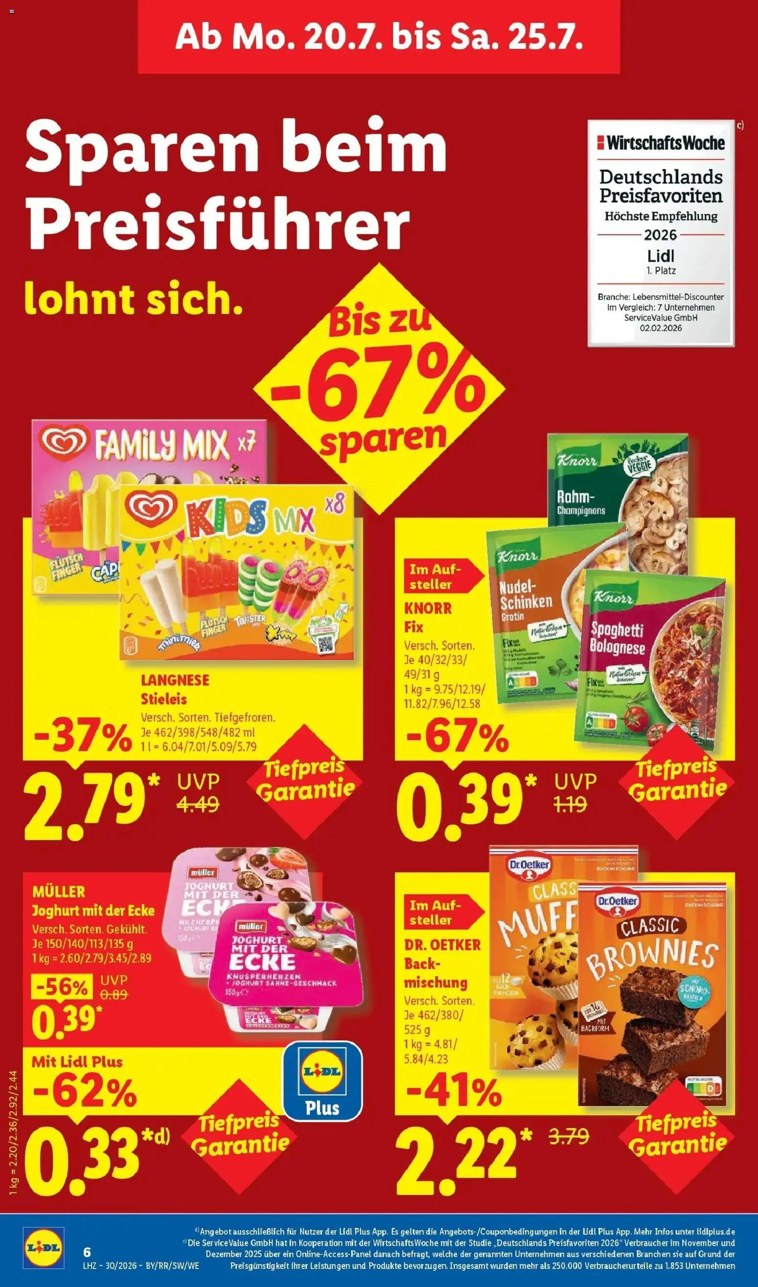 Lidl Prospekt Künzell – gültig ab 20.07.2026 | Seite: 14 | Produkte: Langnese, Joghurt, Knorr, Eis