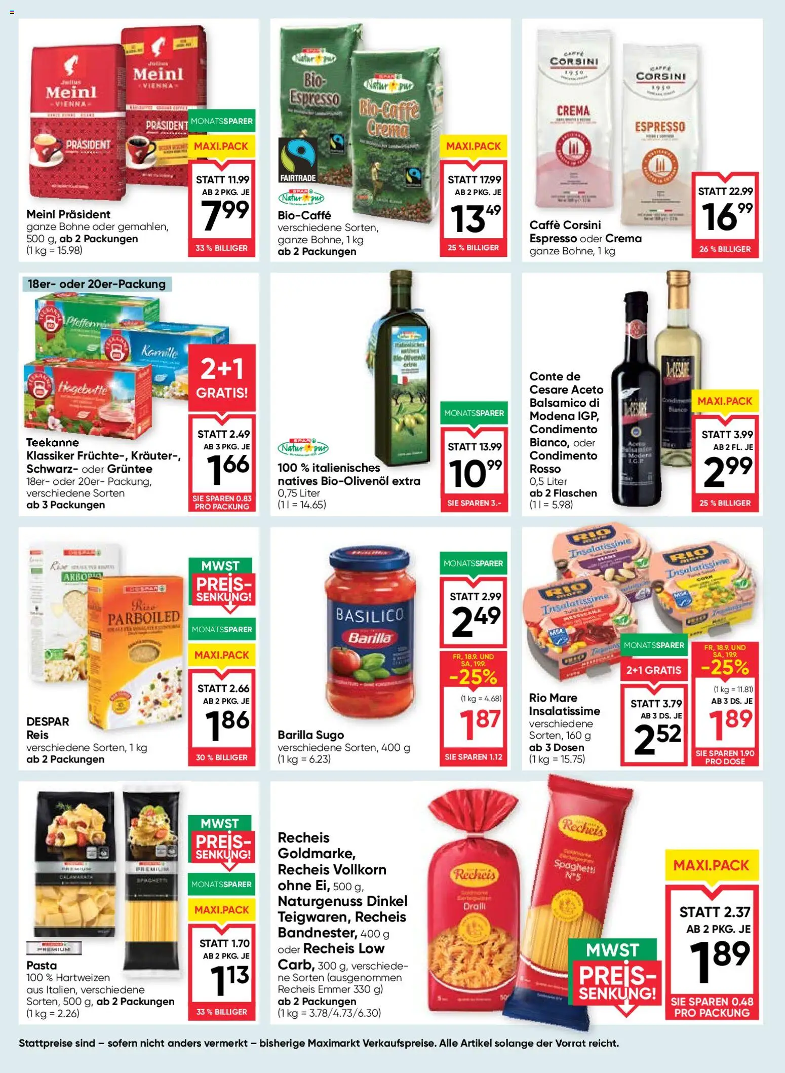 Maximarkt Flugblatt gültig ab 17.09.2026 | Seite: 10 | Produkte: Barilla, Bohne, Spaghetti, Reis