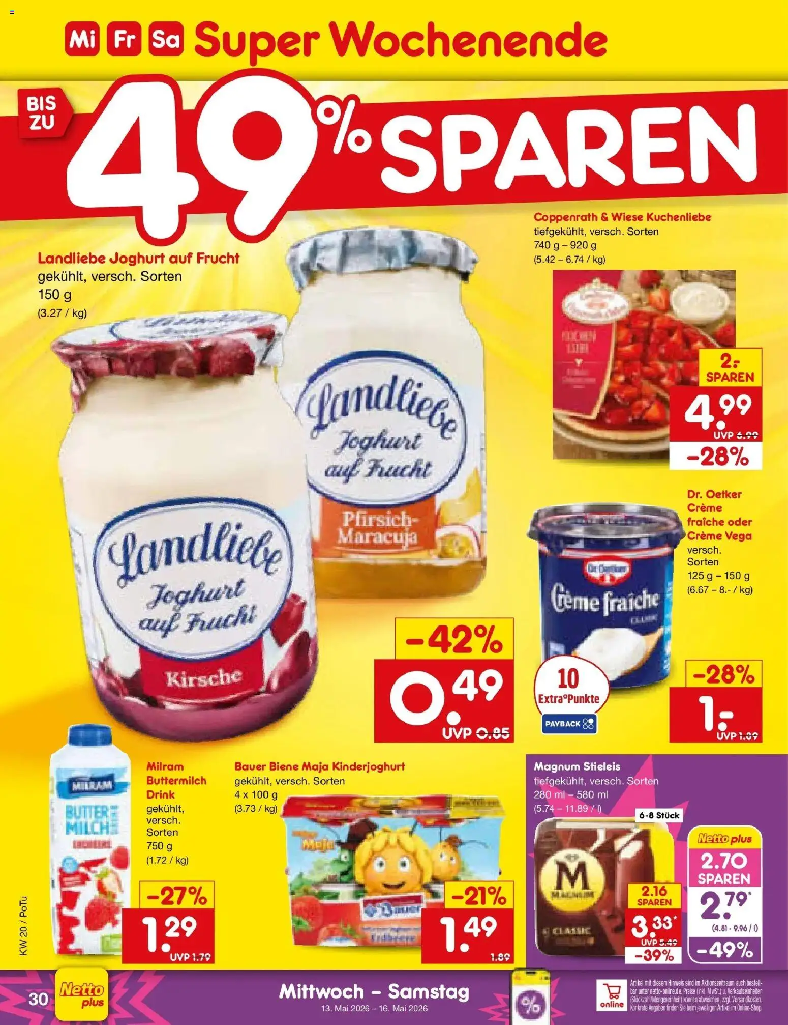 Netto Marken-Discount Prospekt Selb	 – gültig ab 10.05.2026 | Seite: 41 | Produkte: Buttermilch, Joghurt, Milram, Pfirsich