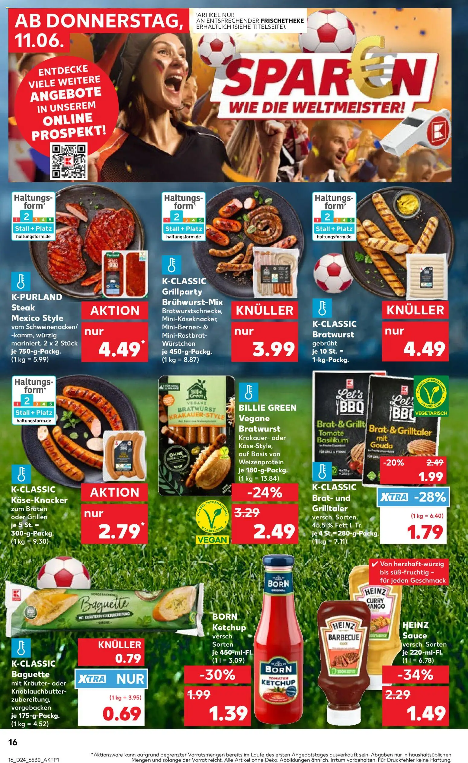 Kaufland Prospekt Berlin – gültig ab 11.06.2026 | Seite: 16 | Produkte: Gouda, Burger, Baguette, Steak