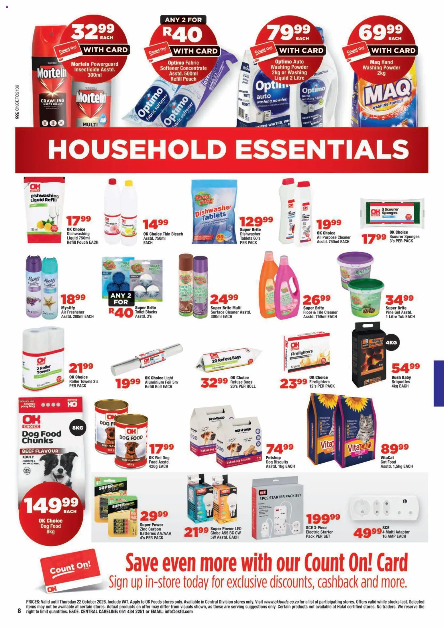 New OK Foods catalogue – valid from 14/10/2026 | Page: 8 | Products: Toilet, Surface cleaner, Fabric softener, Dishwashing liquid