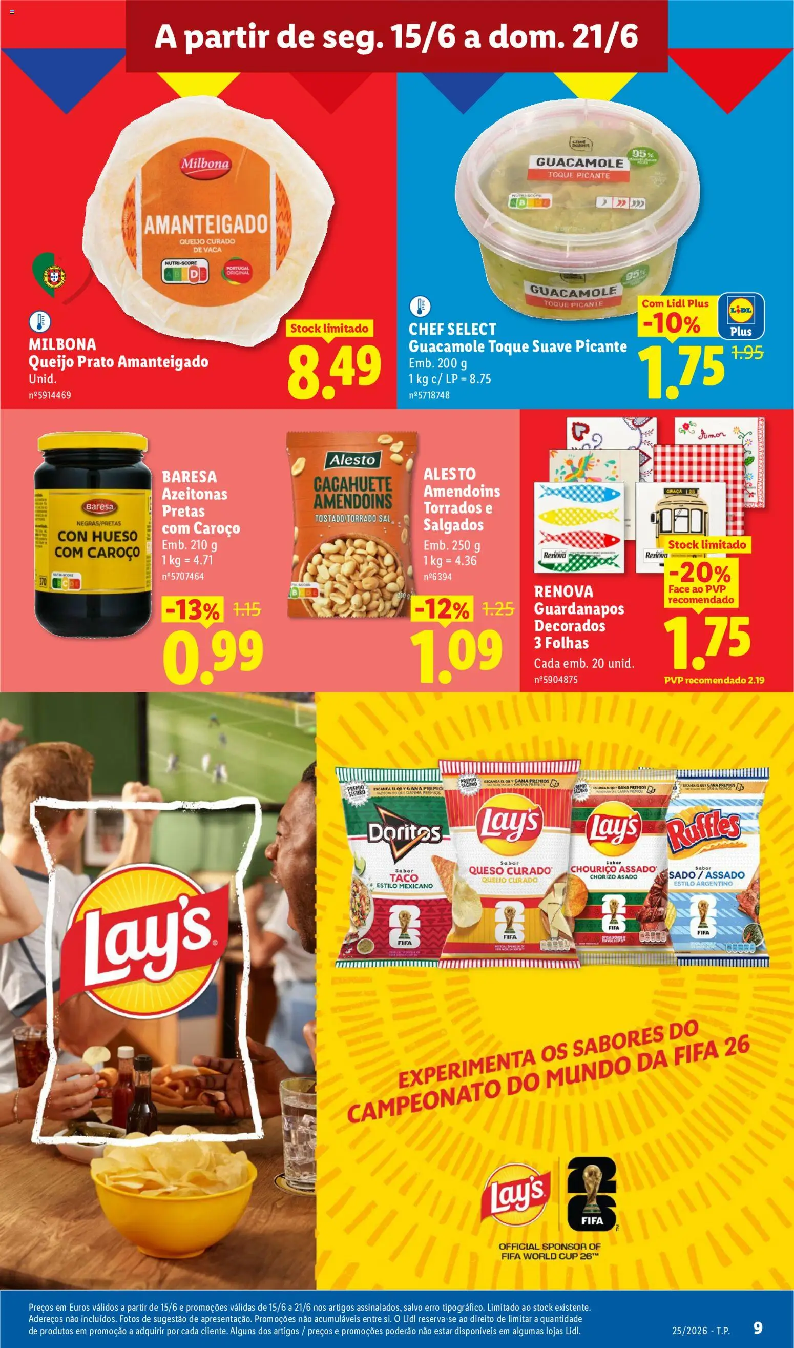 Lidl folheto │ válido de 15.06.2026 | Página: 9 | Produtos: Amendoins, Azeitonas, Queijo, Chouriço