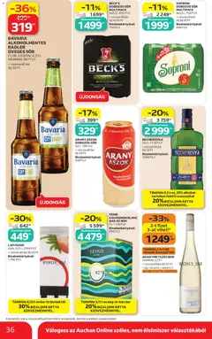 Auchan akciós újság - amely érvényes a következő dátumtól: 30.04.2026 | Oldal: 36 | Termékek: Arany ászok, Becherovka, Bor, Sör