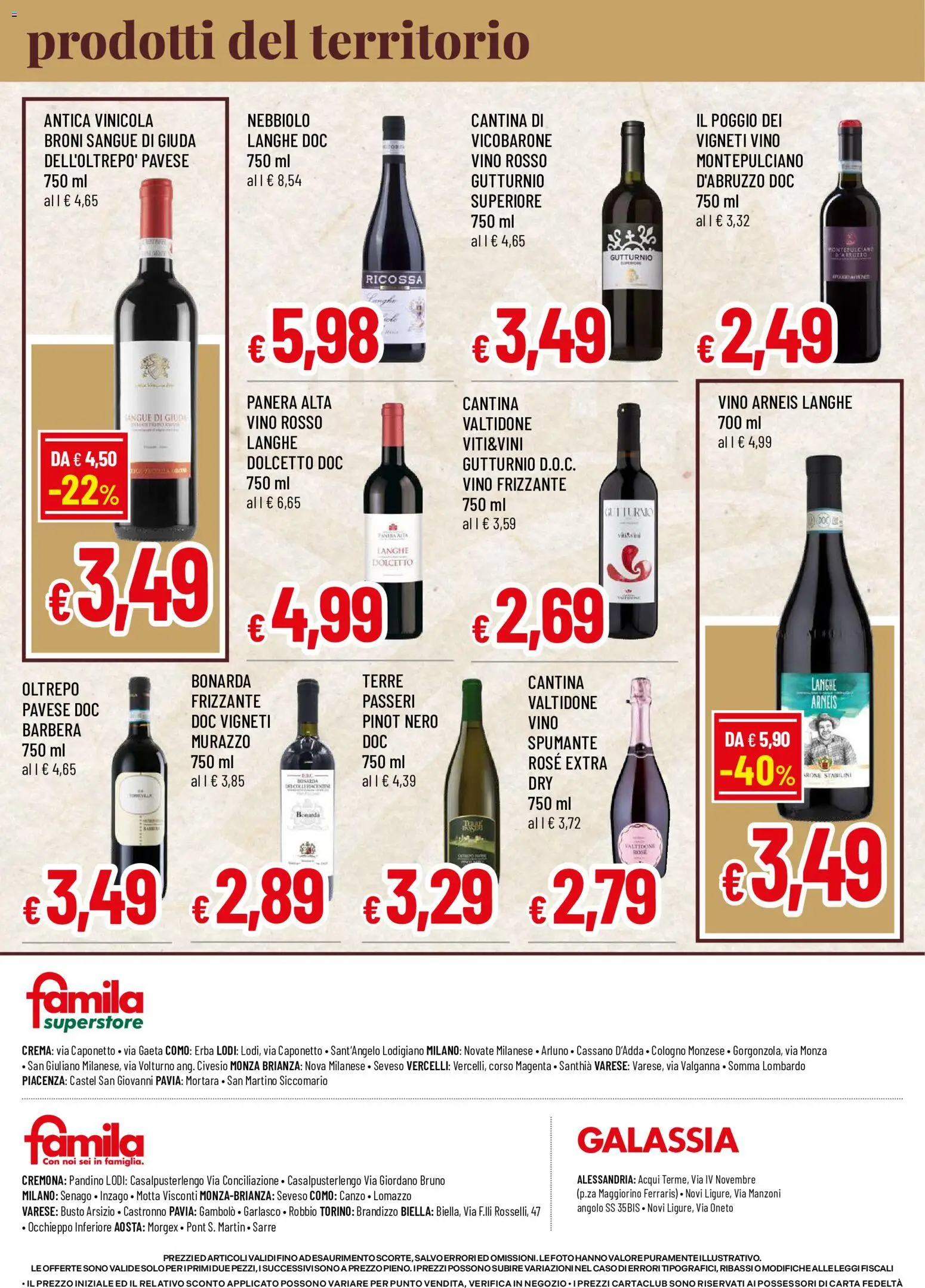 Volantino Famila del 23.04.2026 | Pagina: 4 | Prodotti: Crema, Vino, Spumante, Vino rosso
