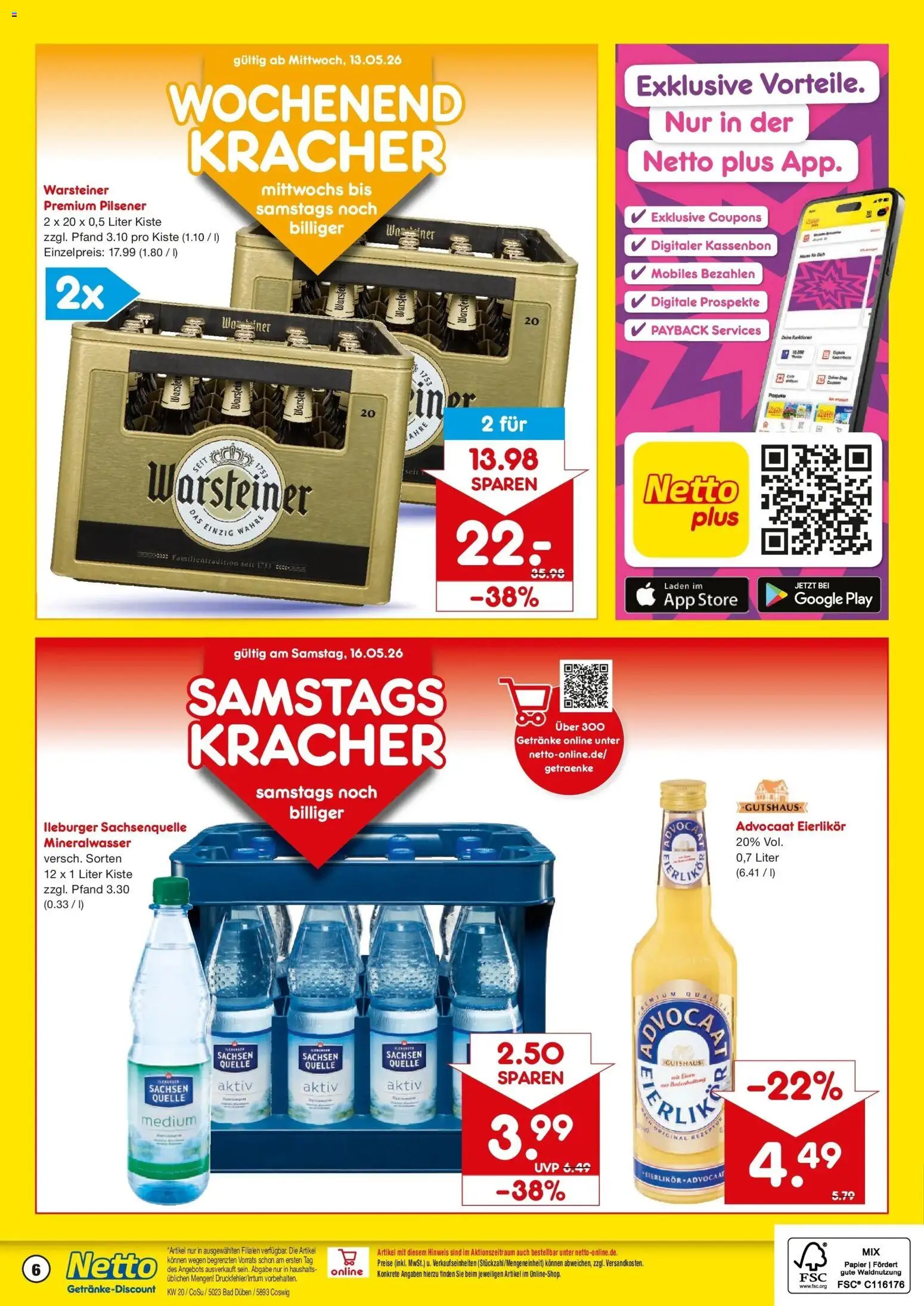 Netto Marken-Discount Prospekt Bad Düben	 – gültig ab 10.05.2026 | Seite: 6 | Produkte: Bad, Mineralwasser, Warsteiner