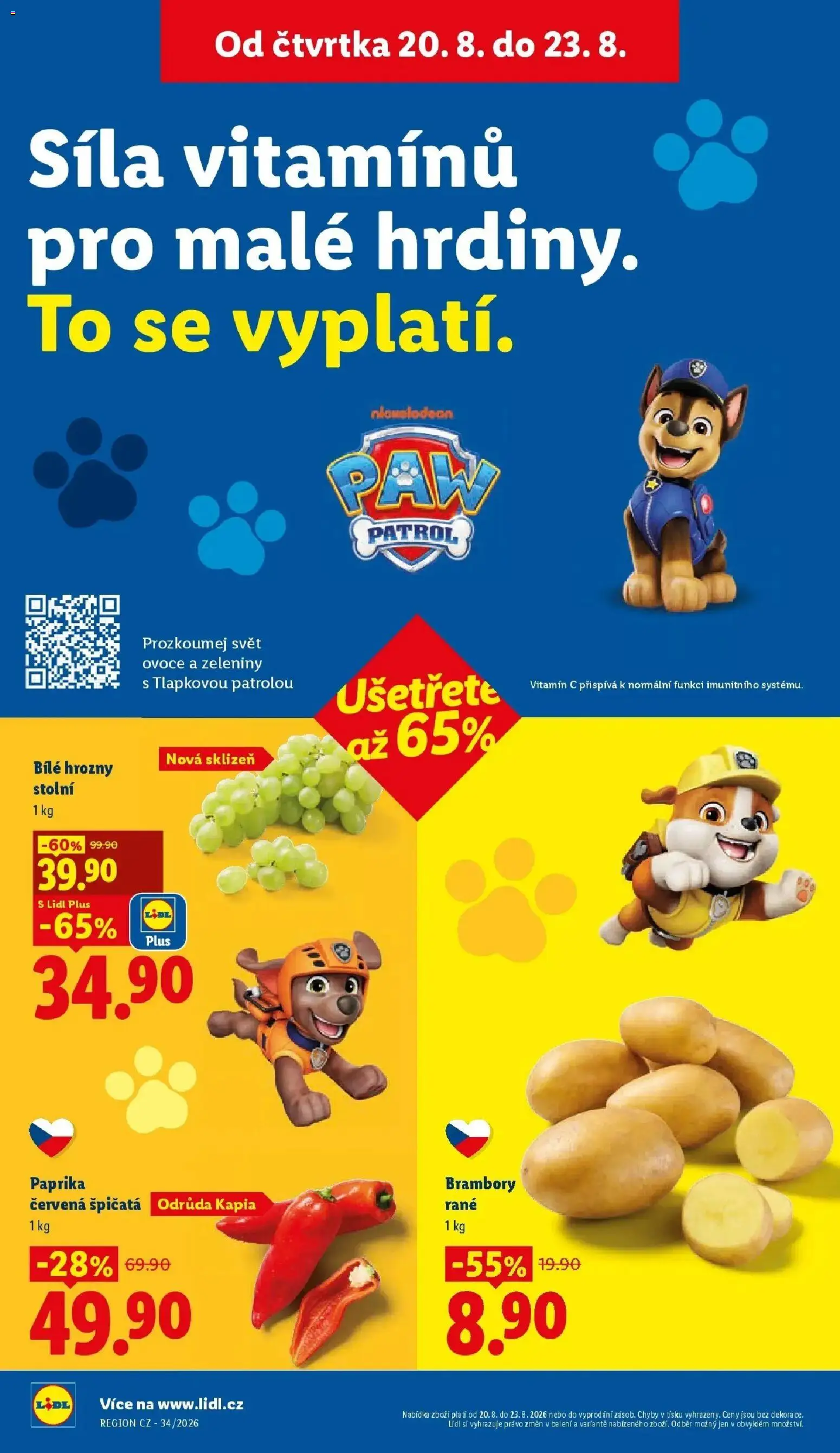 Lidl leták od 20.08.2026 - Nový akční leták | Strana: 14 | Produkty: Vitamin c, Paprika, Brambory, Hrozny