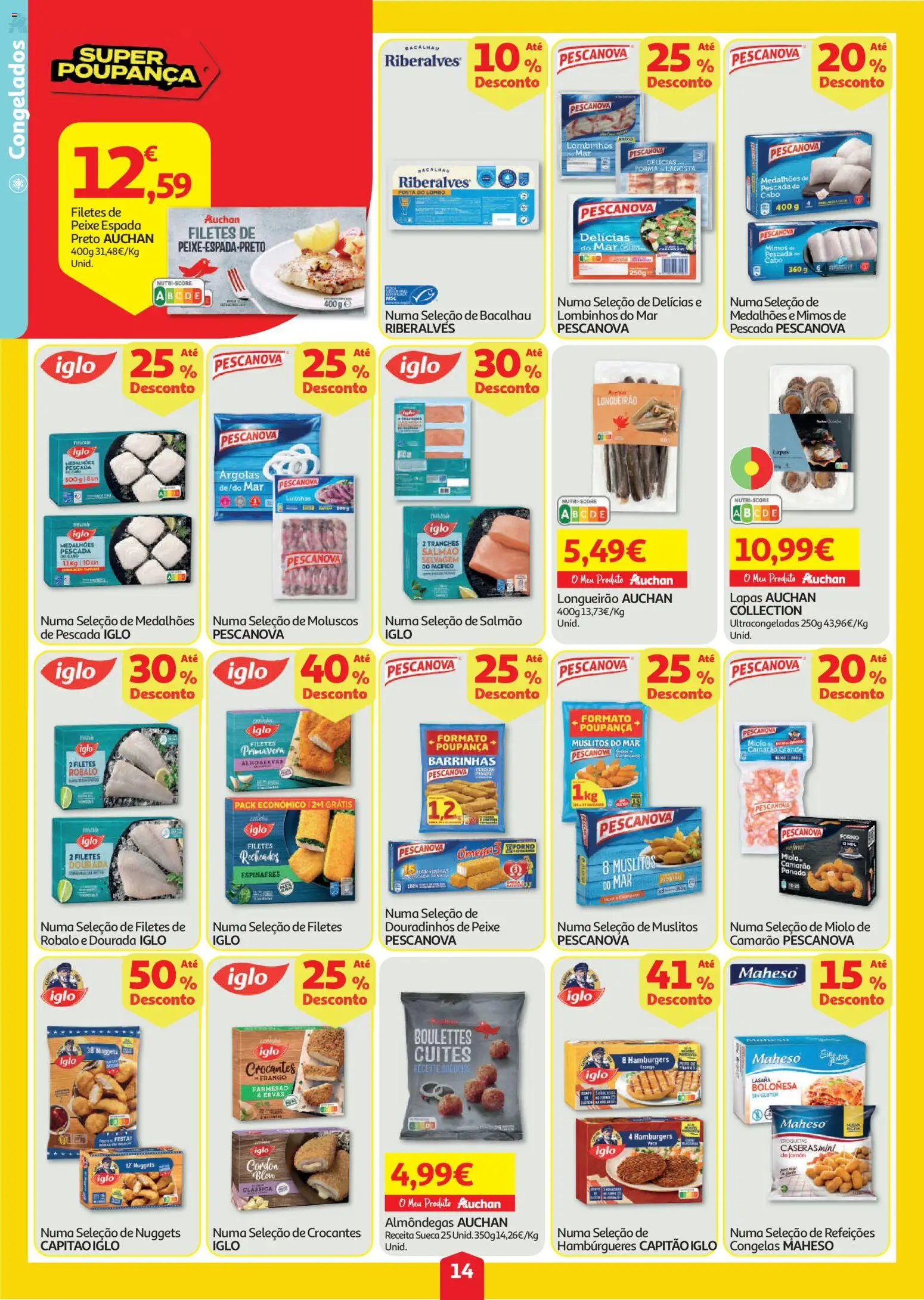 Auchan folheto │ válido de 30/07/2026 | Página: 14 | Produtos: Forno, Cabo, Espinafres, Salmão