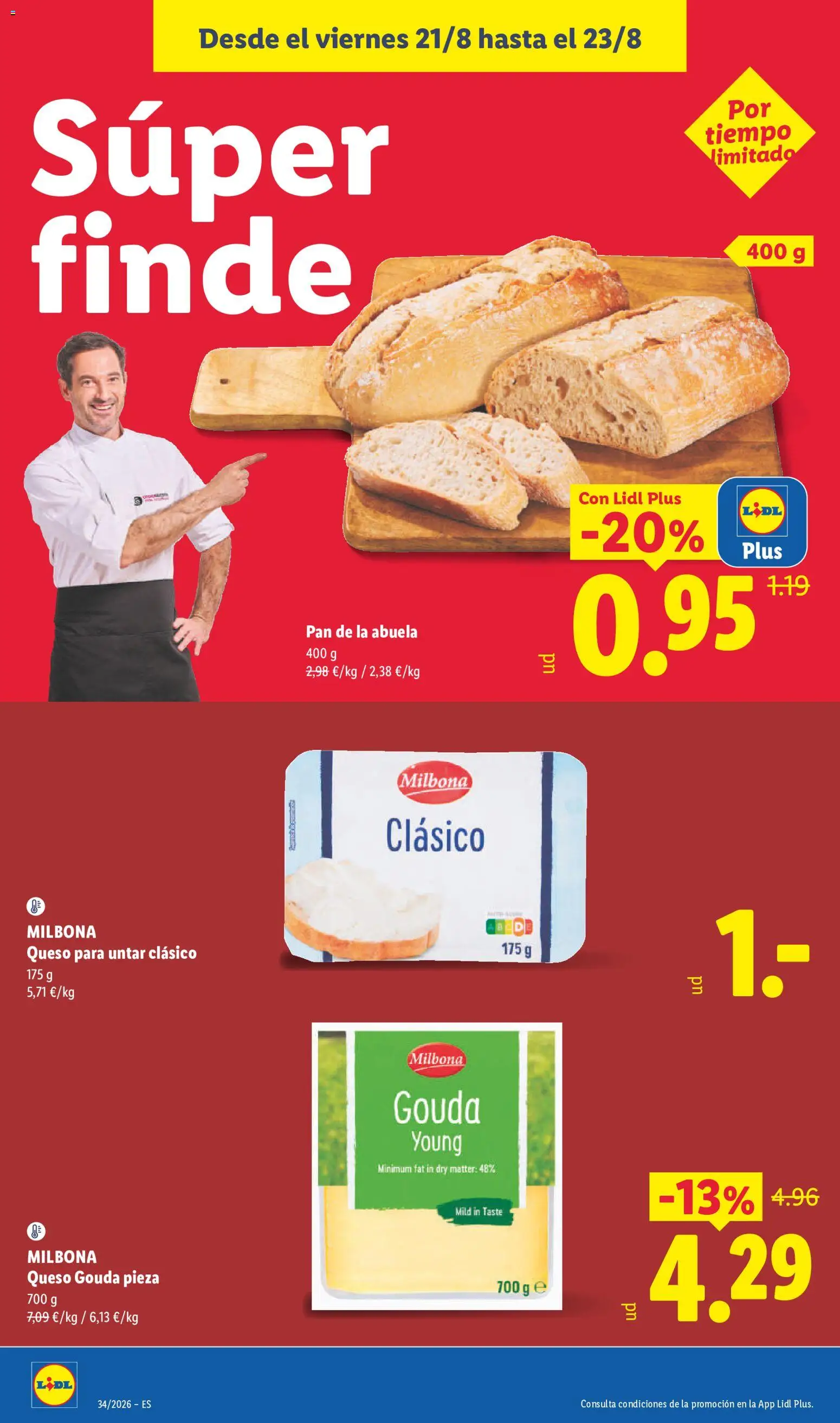 Lidl folleto │ válido desde el 17/08/2026 | Página: 34 | Productos: Queso, Pan, Queso Gouda, Queso para untar