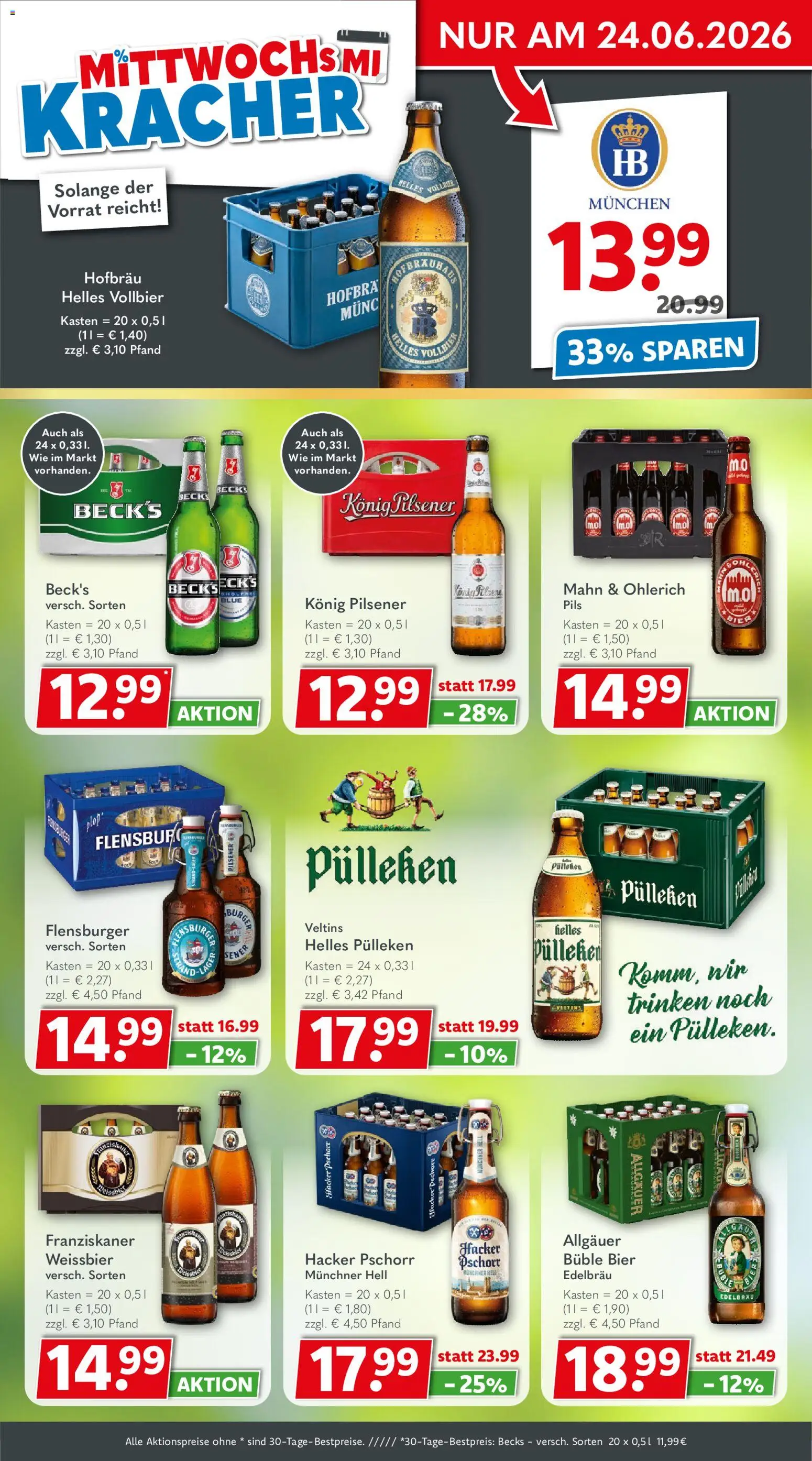 Getränkeland Prospekt – gültig ab 22.06.2026 | Seite: 2 | Produkte: Helles pulleken, Konig pilsener, Weißbier, Veltins