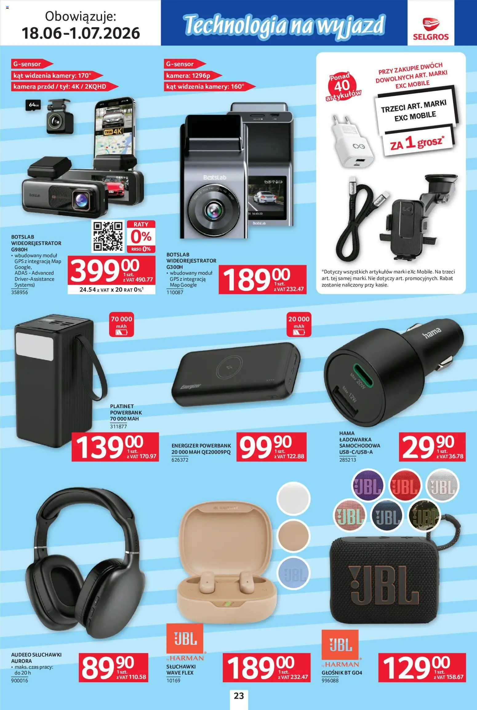 Selgros cash&carry gazetka - Urlop od 18.06.2026 | Strona: 23 | Produkty: Słuchawki, Ładowarka, Głośnik, Powerbank