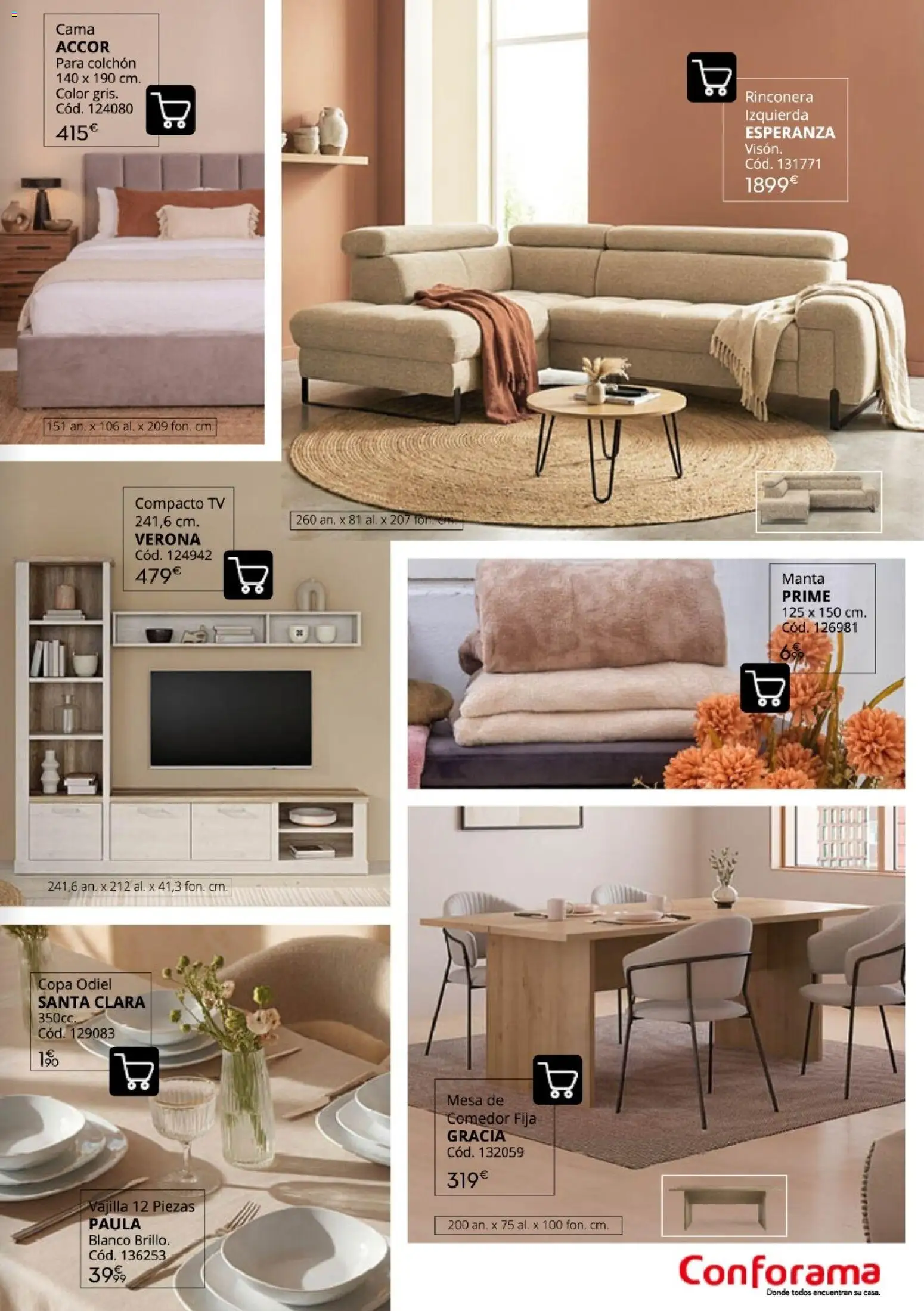 Conforama Guía de otoño 2026 │ válido desde el 30/09/2026 | Página: 5 | Productos: Manta, Vajilla, Cama, Mesa