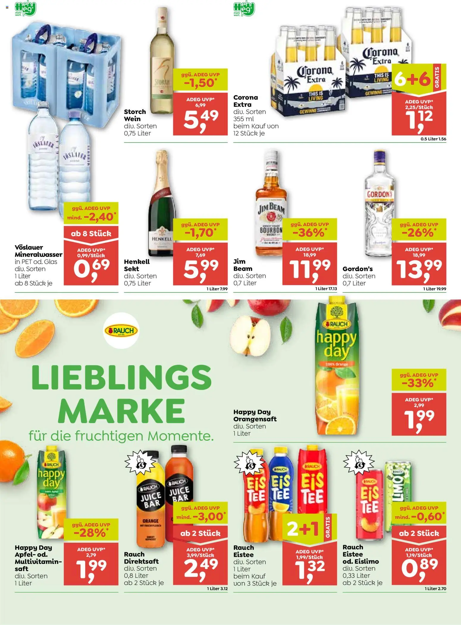 ADEG Flugblatt gültig ab 27.08.2026 | Seite: 6 | Produkte: Mineralwasser, Wein, Äpfel, Bourbon