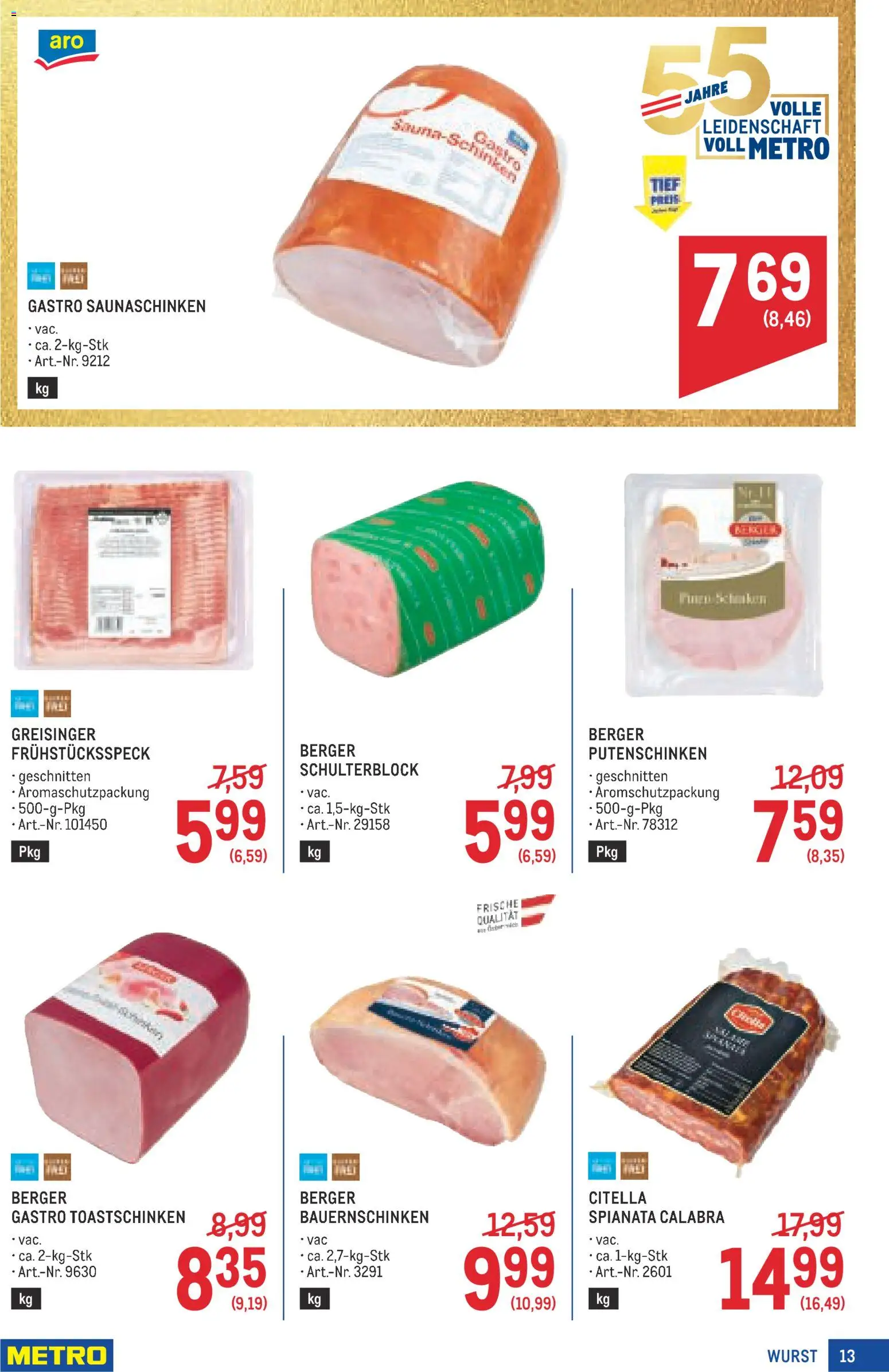 Metro angebote Profi gültig ab 25.06.2026 | Seite: 13 | Produkte: Wurst