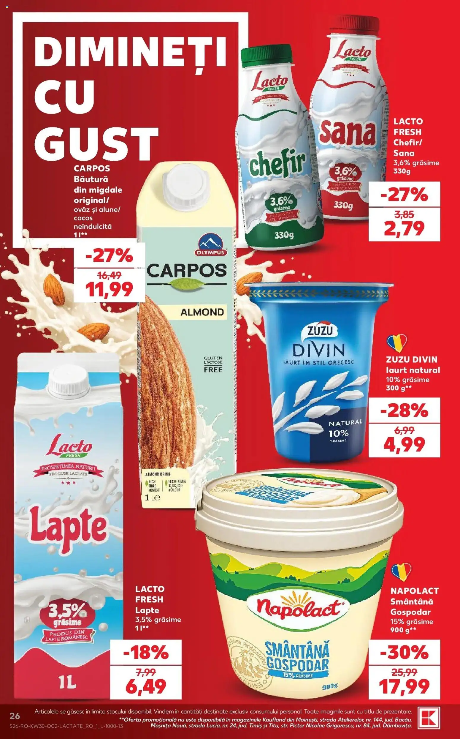 Noul catalog Kaufland – valabil de la 22.07.2026 | Pagină: 26 | Produse: Zuzu, Chefir, Iaurt, Produse lactate