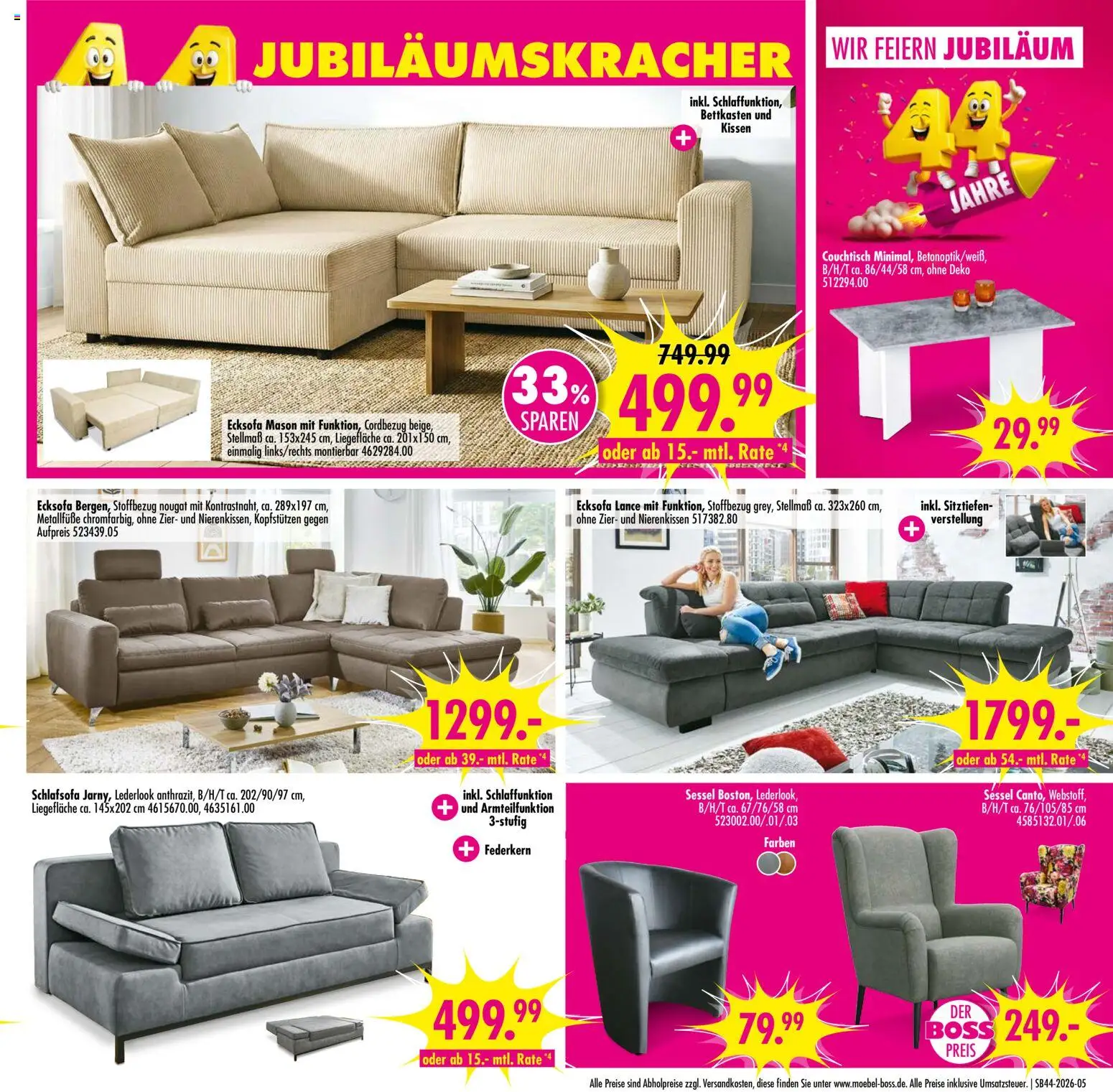 SB Möbel Boss Aktueller Prospekt – gültig ab 24.10.2026 | Seite: 5 | Produkte: Schlafsofa, Ecksofa, Sessel, Couchtisch