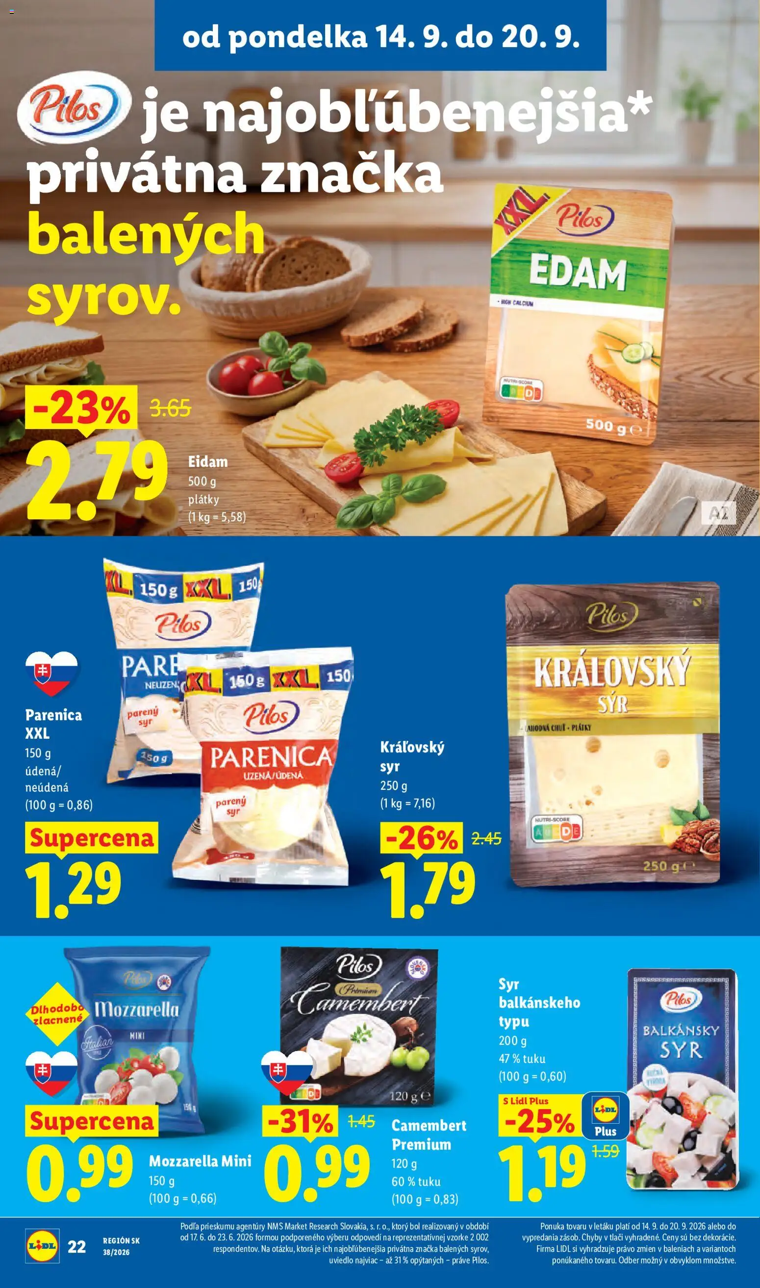 Nové Lidl akcie – leták je platný od 14.09.2026 | Strana: 31 | Produkty: Syr, Eidam, Mozzarella, Camembert