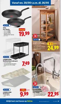 TEFAL Pan »Duetto«, 24 cm ø: € 19,99, 28 cm ø: € 24,99, geschikt voor alle kookplaten (incl. inductie) - Voorbeeld van een folder van Lidl, geldig van 18.05.2026 | Pagina: 27 | Producten: Trolley, Lit pour bébés, Pan
