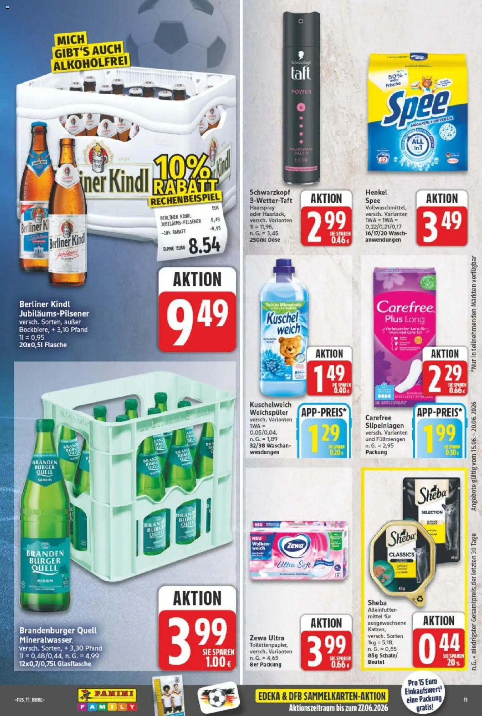 NP Discount Prospekt – gültig ab 15.06.2026 | Seite: 11 | Produkte: Kuschelweich, Zewa, Spee, Weichspüler