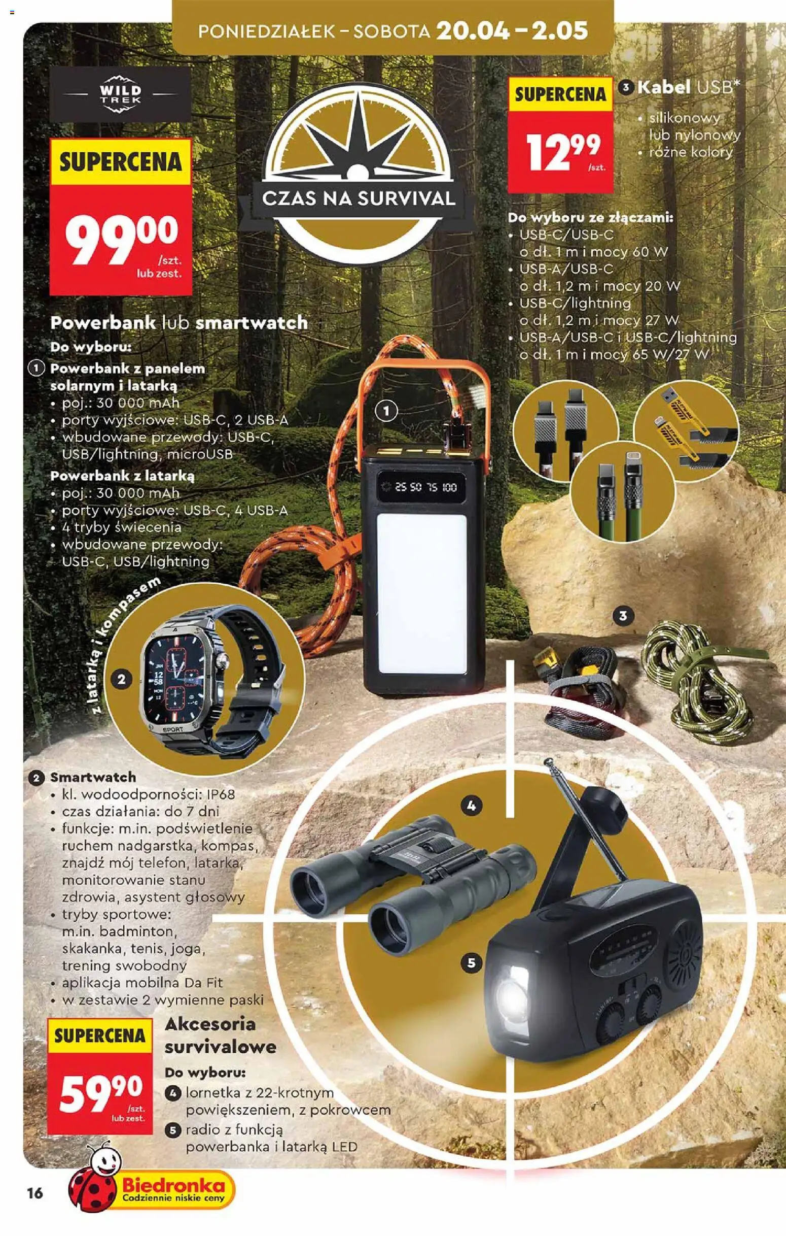 Biedronka Polsko leták - Hity i inspiracje od 20.04.2026 | Strana: 16 | Produkty: Powerbanka, Rádio, Kabel, LED