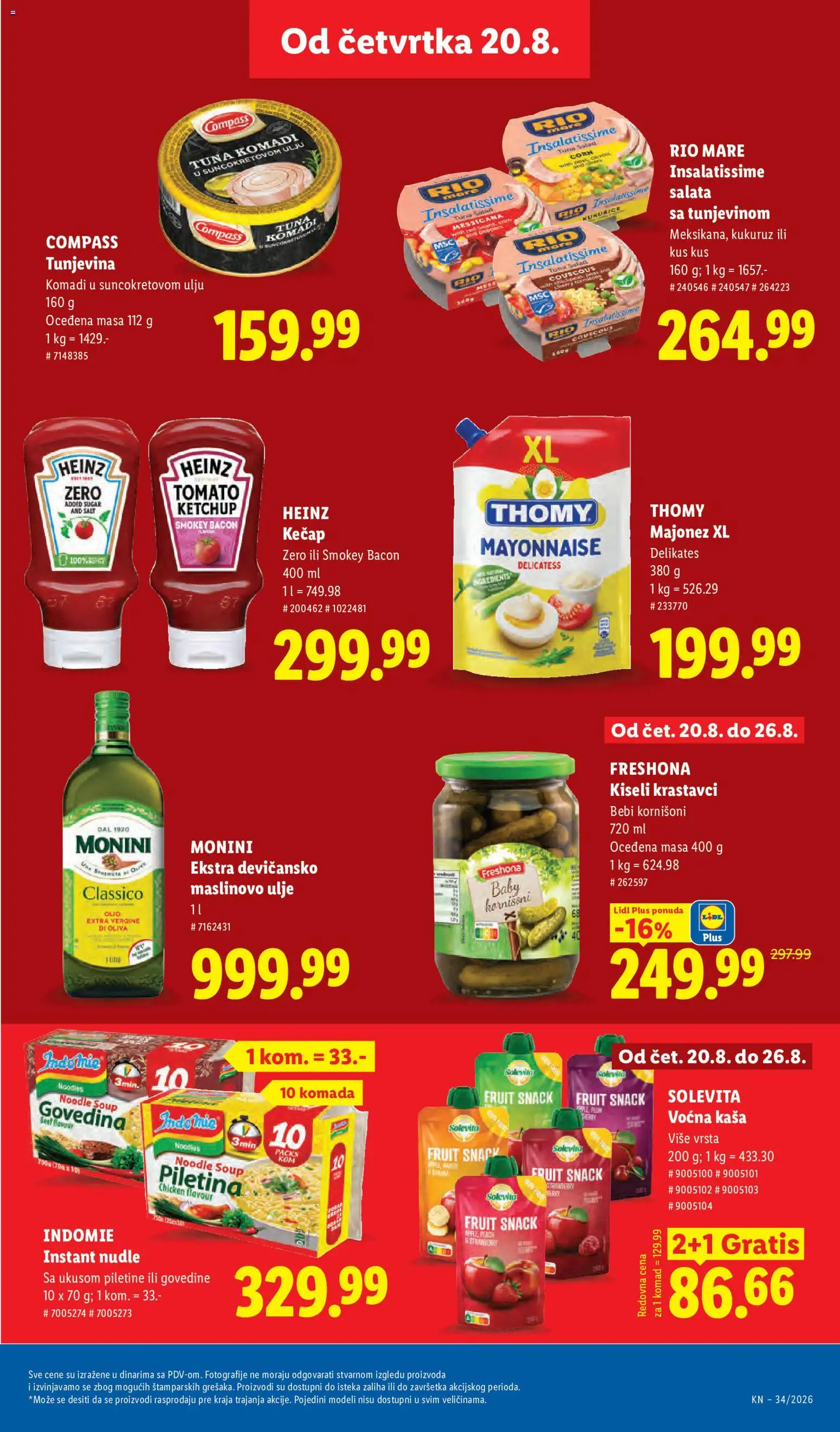 Lidl katalog - važi od 20.08.2026 | Strana: 29 | Proizvode: Kaša, Rio mare, Heinz, Piletina