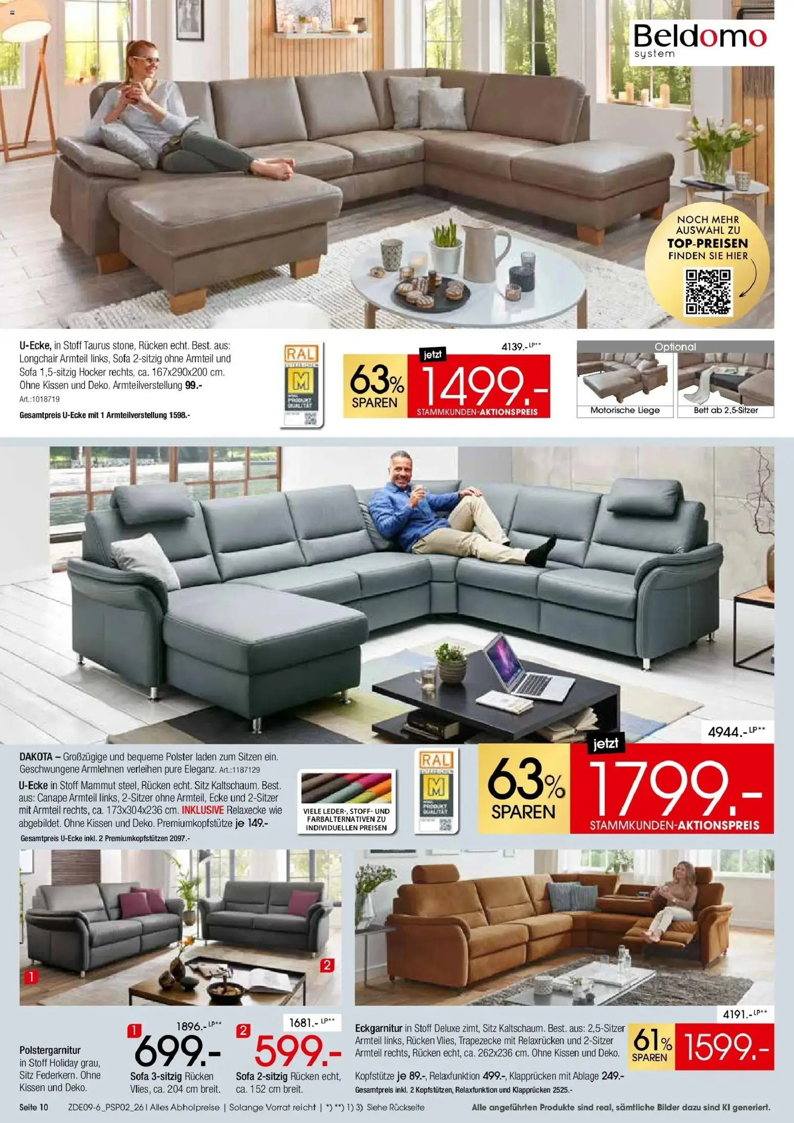 Zurbrüggen - Zurbrüggen: Polstermöbel Spezial (ab 19.09.2026) zum Blättern | Seite: 10 | Produkte: Kissen, Sofa, Liege, Bilder