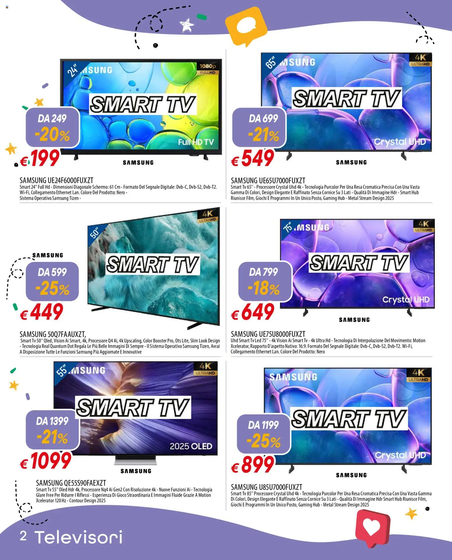 Volantino Famila del 28.05.2026 | Pagina: 2 | Prodotti: Schermo, smart TV, TV, Samsung