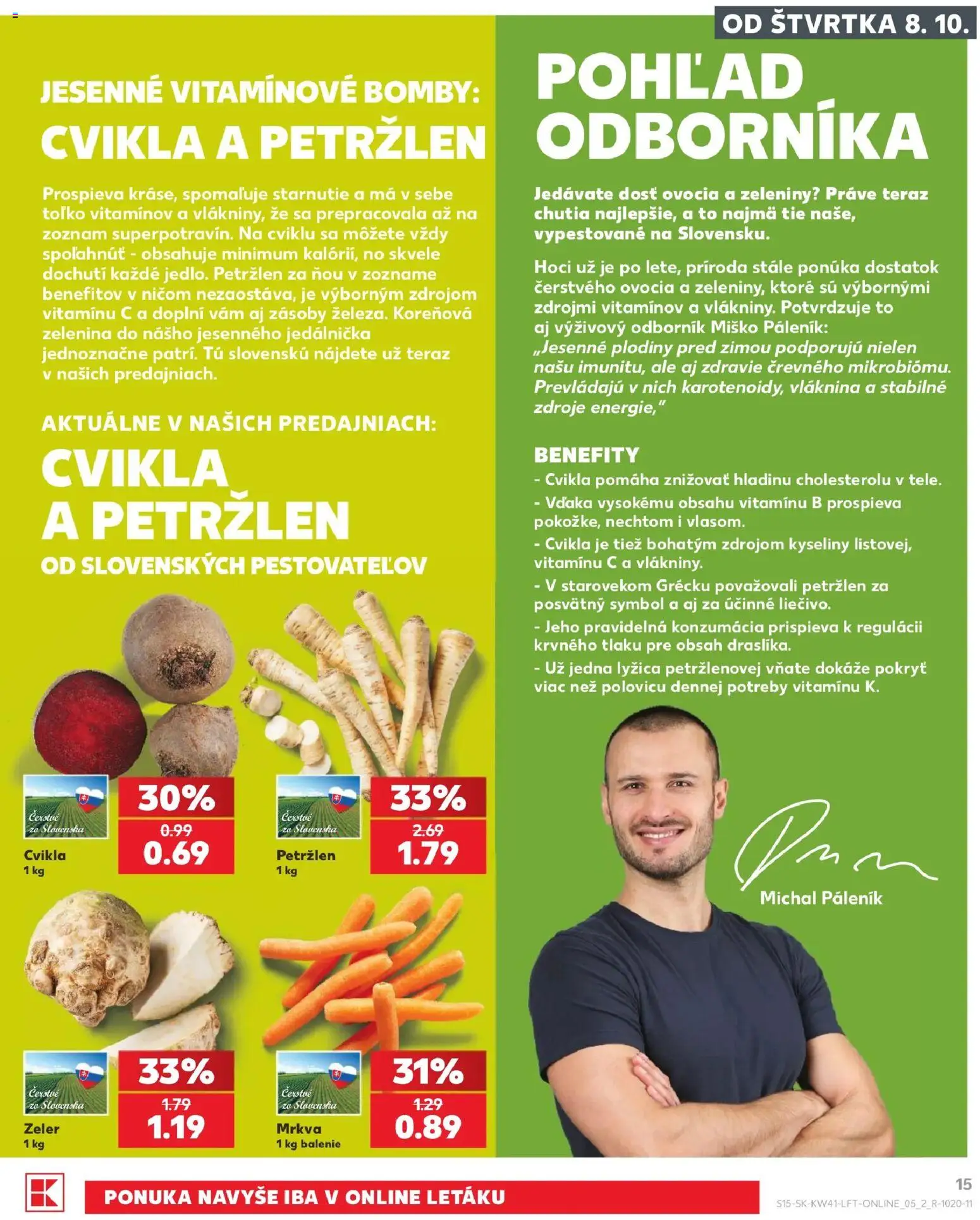 Nové Kaufland akcie – leták je platný od 08.10.2026 | Strana: 15 | Produkty: Zelenina, Cvikla, Petržlen, Zeler