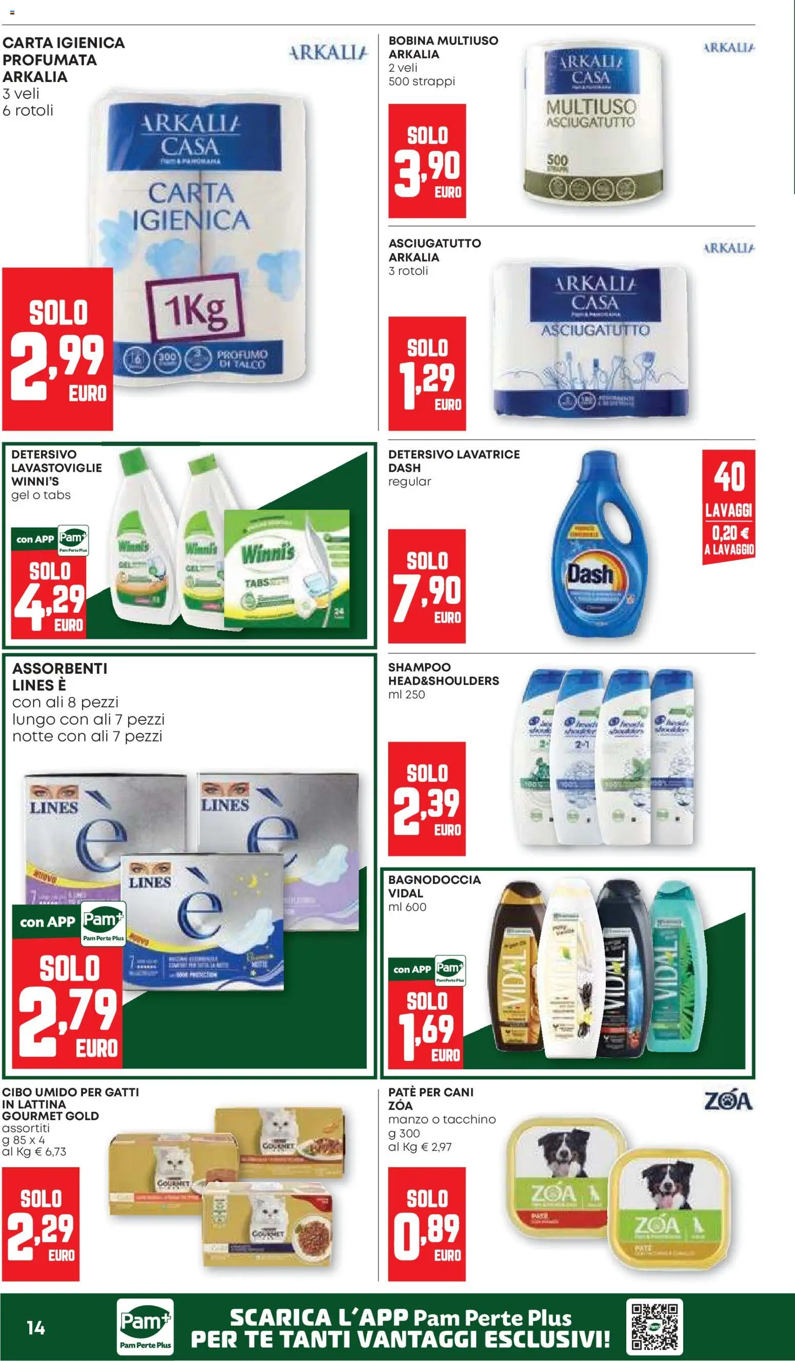 Volantino PAM del 22/10/2026 | Pagina: 14 | Prodotti: Shampoo, Tacchino, Lavatrice, Asciugatutto