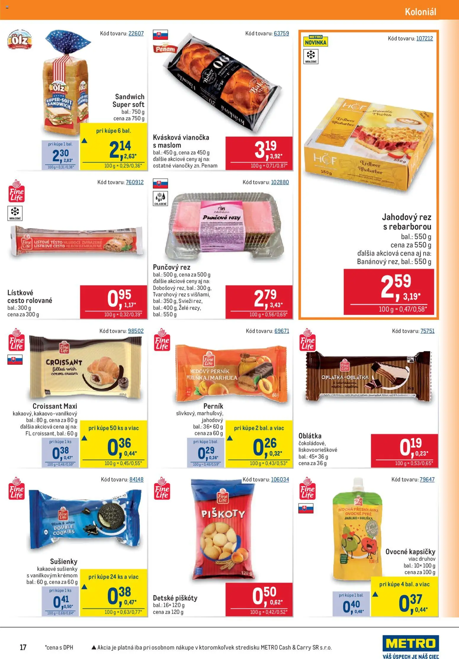 Nové Metro akcie – leták je platný od 06.05.2026 | Strana: 17 | Produkty: Croissant, Vianočka, Lístkové cesto