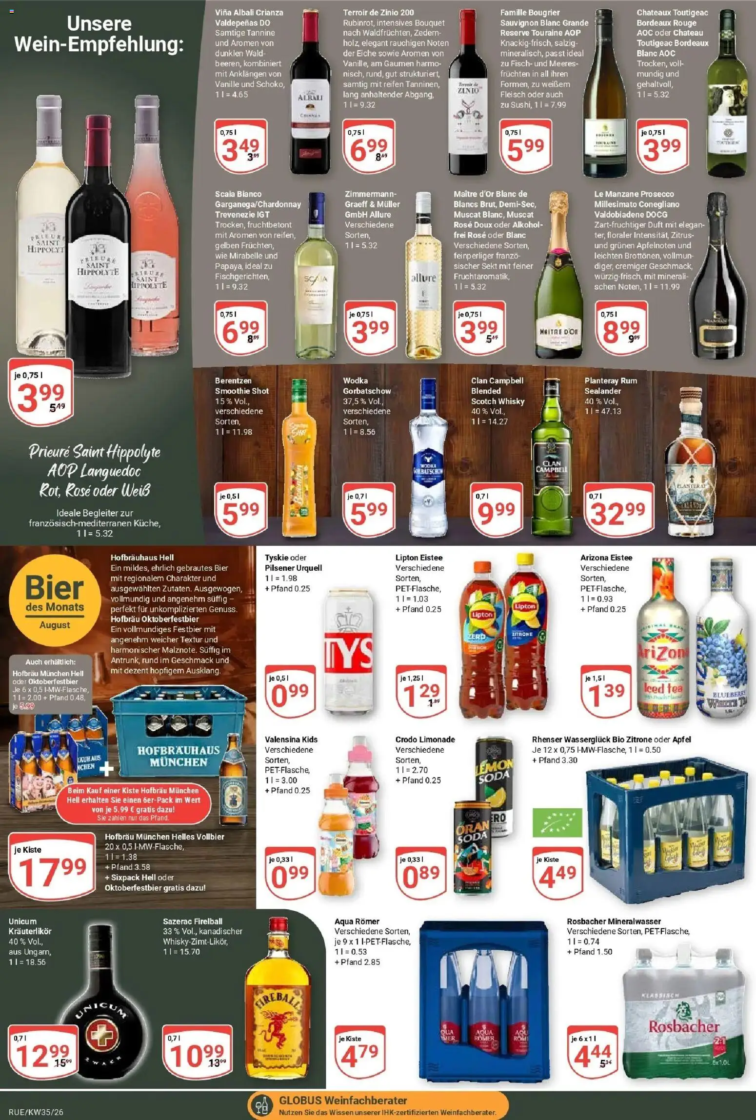 Globus Prospekt Rüsselsheim (ab 24.08.2026) » Angebote online | Seite: 18 | Produkte: Whisky, Tyskie, Prosecco, Alkohol