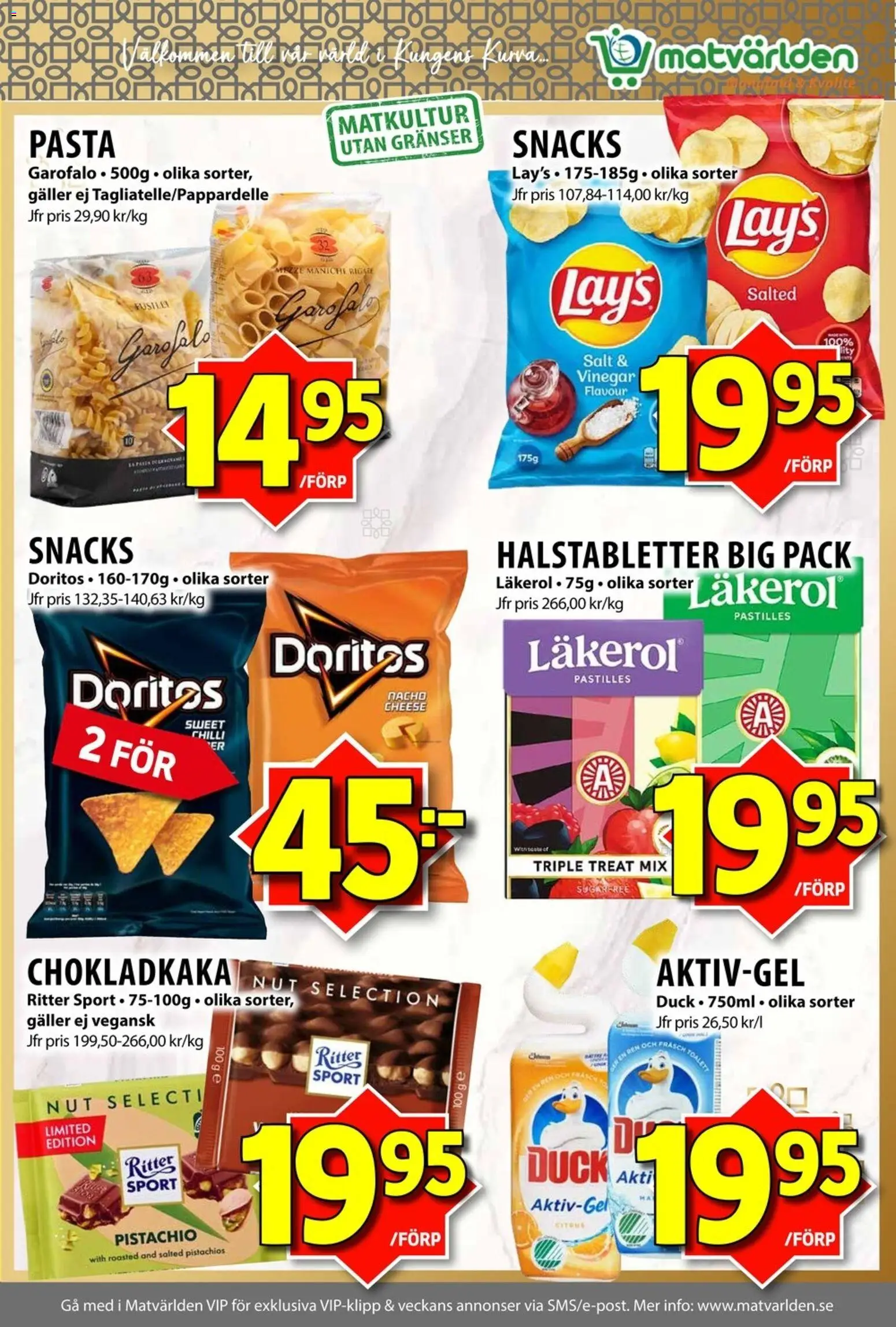 Matvärlden reklamblad aktuell från 14/09/2026 | Sida: 2 | Produkter: Salt, Chokladkaka, Galler, Snacks