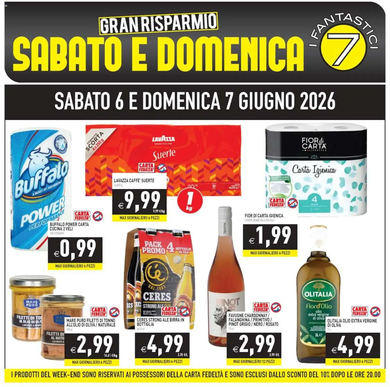 Volantino PIM Supermercati del 06.06.2026 | Pagina: 1 | Prodotti: Carta igienica, Olio, Ceres, Bottiglia