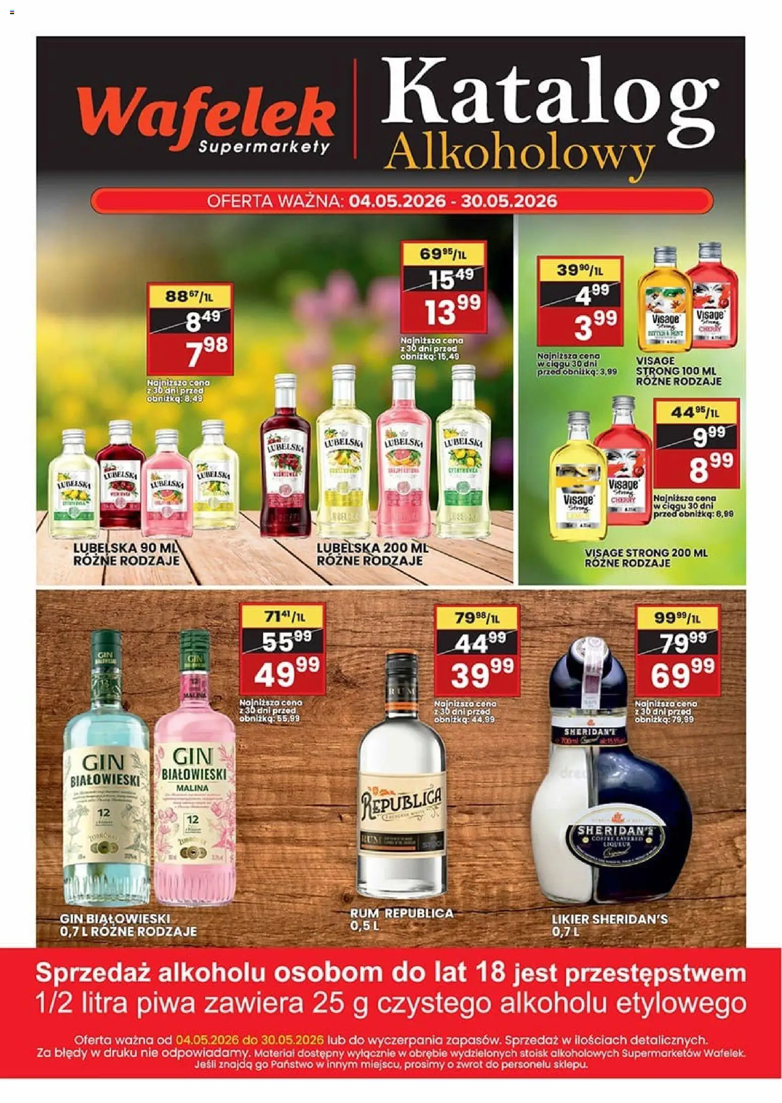 Wafelek gazetka alkoholowa od 04.05.2026 | Strona: 2 | Produkty: Malina, Likier Sheridan's, Rum, Gin