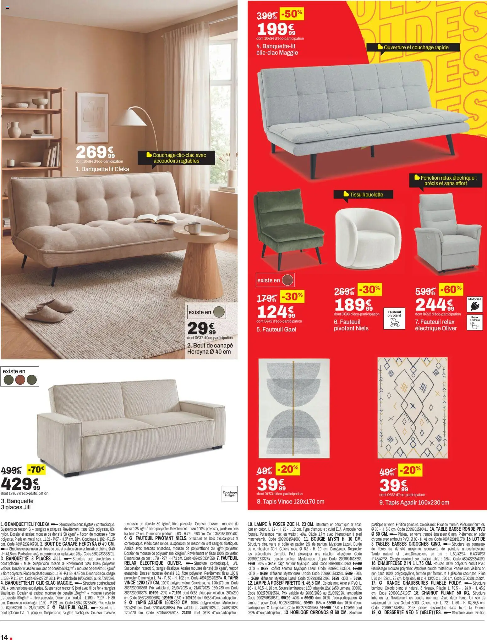 {H1} | Page: 14 | Produits: Base, Lampadaire, Chauffeuse, Poudre