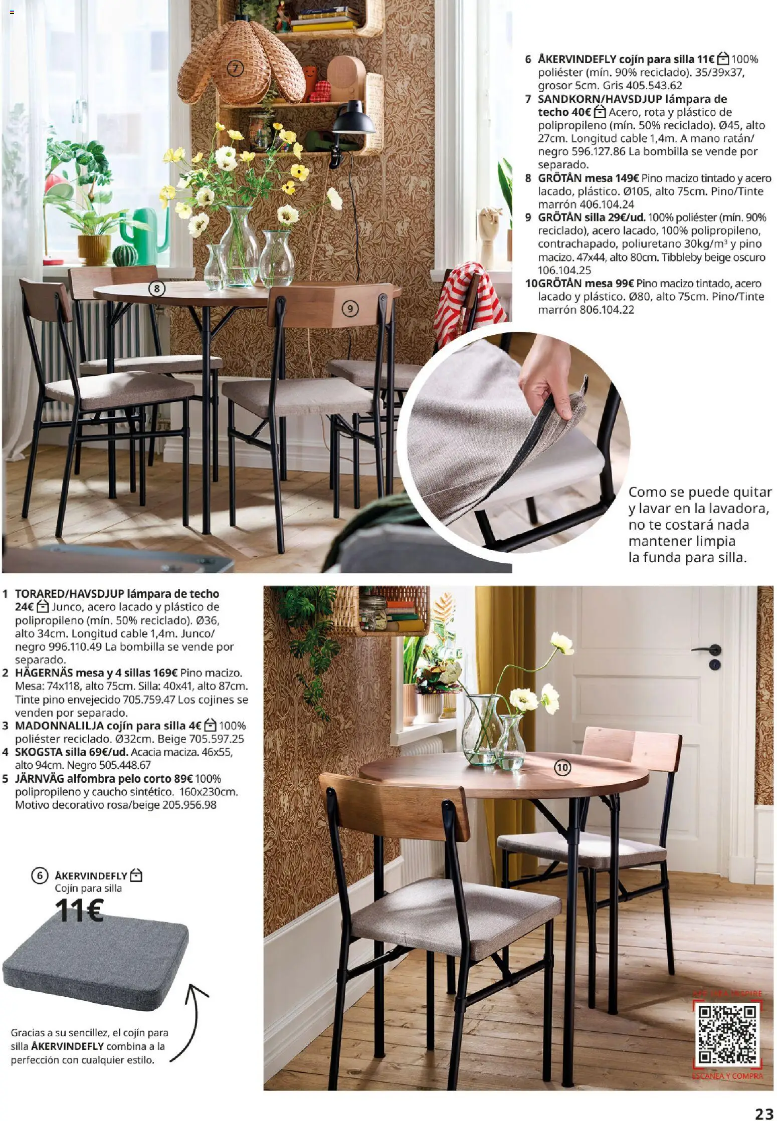 IKEA - Comedores │ válido desde el 01/09/2026 | Página: 23 | Productos: Bombilla, Mesa, Silla, Alfombra