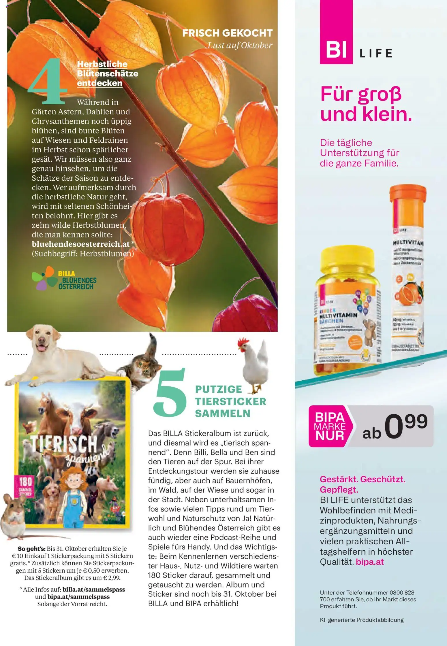 Billa AT akciós ujság - amely érvényes a következő dátumtól: 2026.10.01. | Oldal: 15 | Termékek: Bella, Multivitamin, Kinder, Só