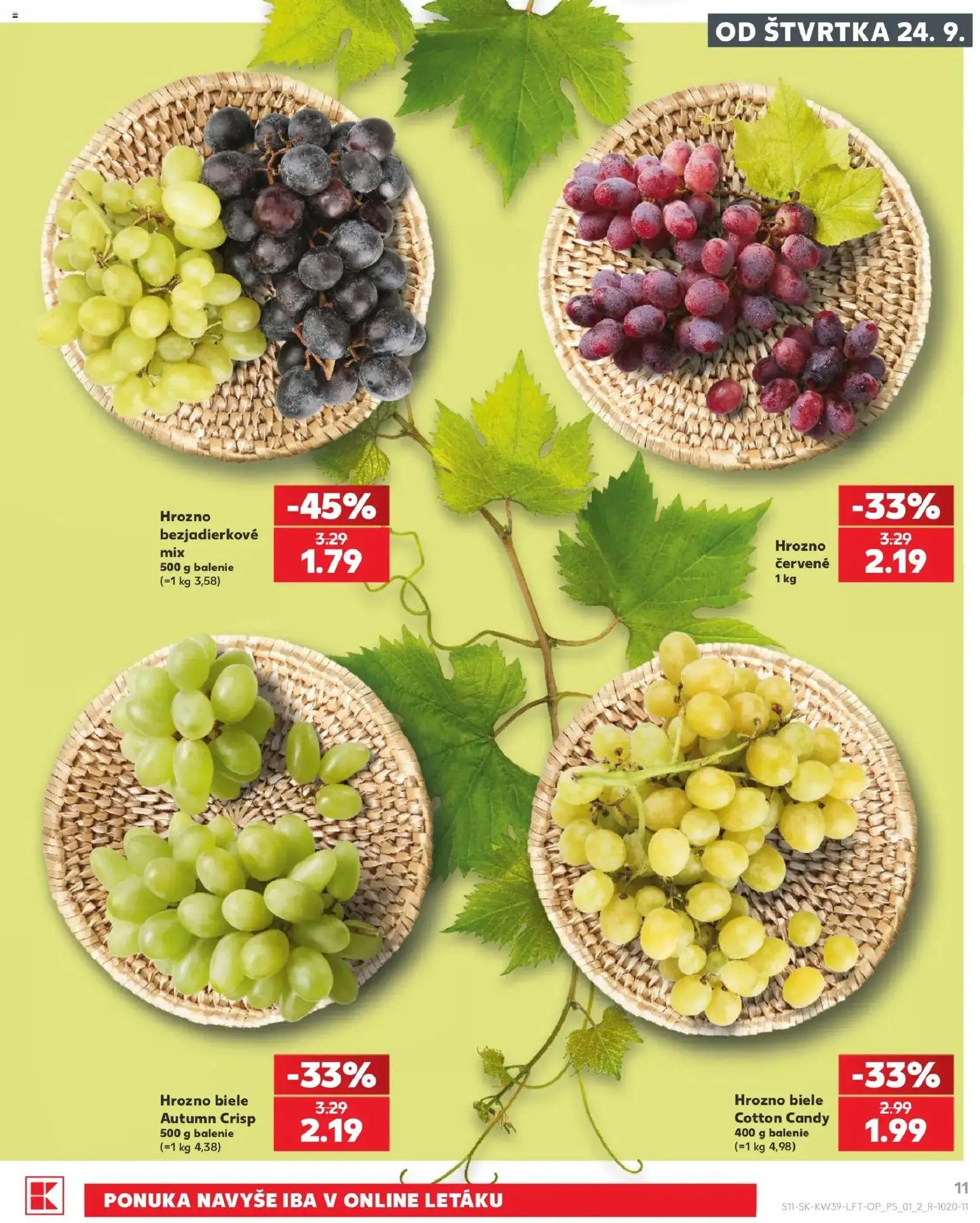 Nové Kaufland akcie – leták je platný od 24.09.2026 | Strana: 11 | Produkty: Hrozno
