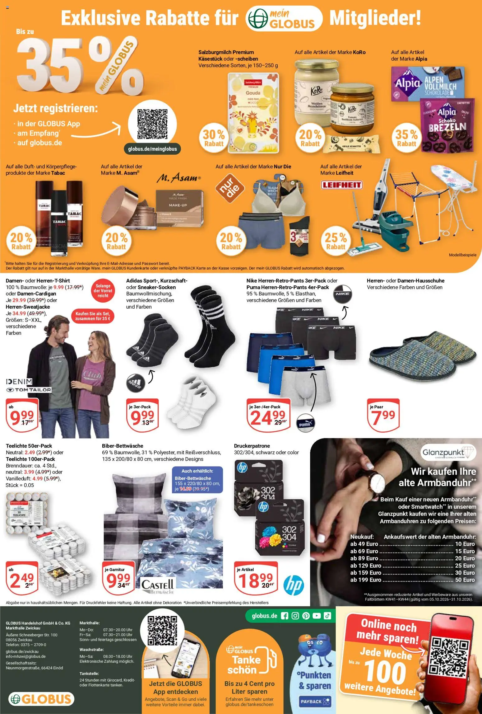 Globus Prospekt Zwickau – gültig ab 05.10.2026 | Seite: 29 | Produkte: Smartwatch, Schokolade, Bettwäsche, Telefon